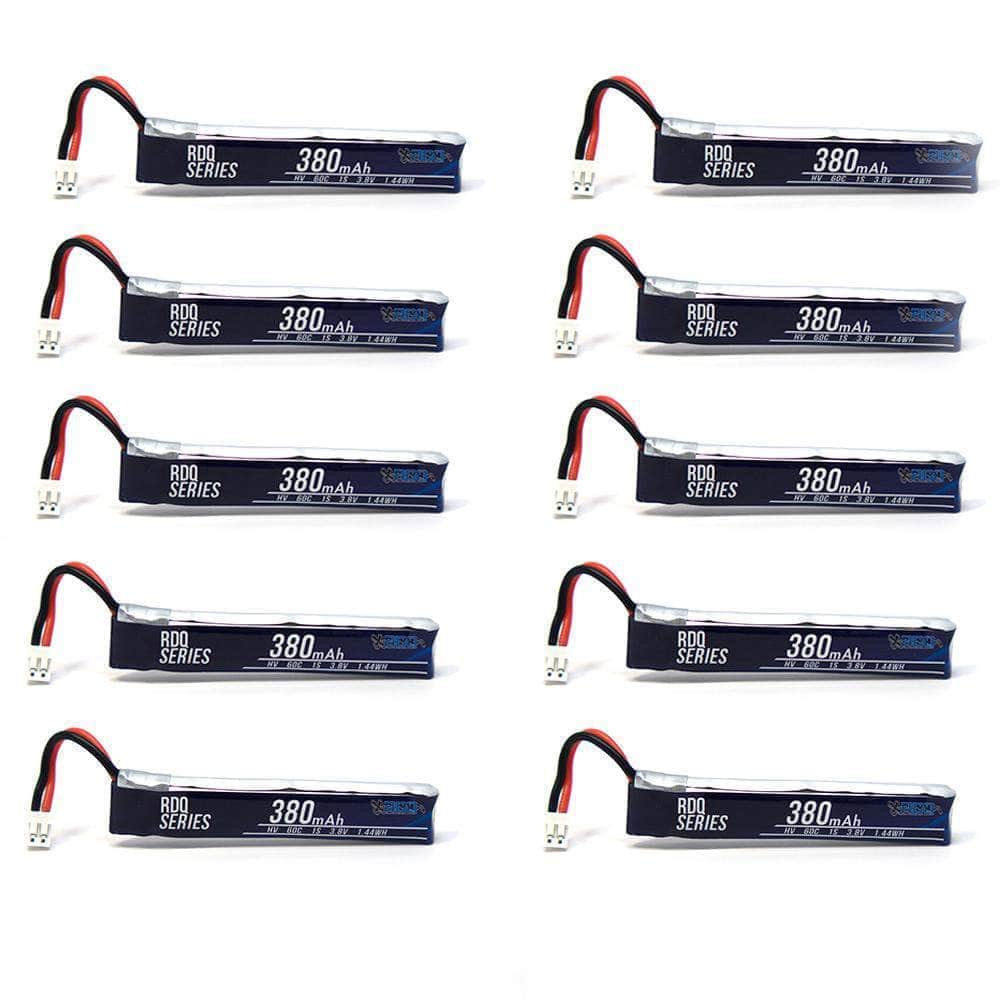  10 PACK of RDQ Series 3.8V 1S 380mAh 60C LiHV Whoop/Micro Battery - Cabled PH2.0、mySite、merchandisen