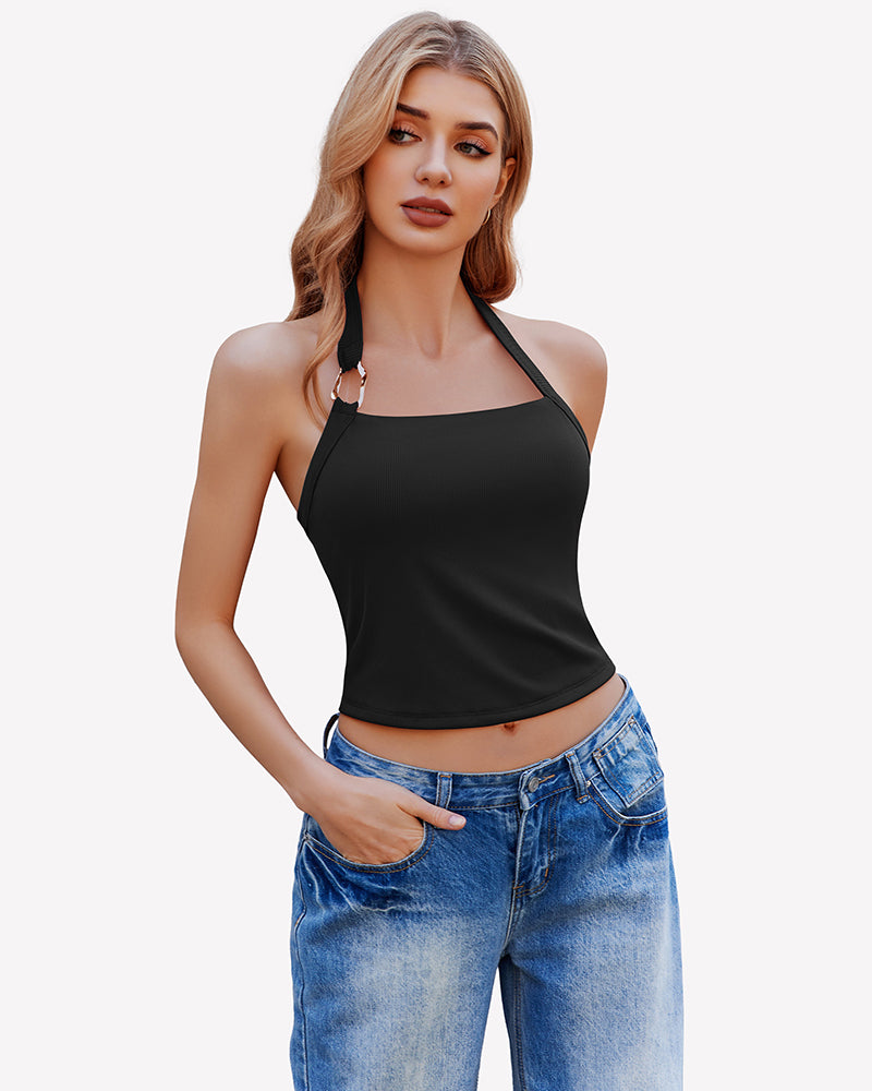 Double Lined Backless Ribbed Crop Top、mySite、bengalsvssteelers