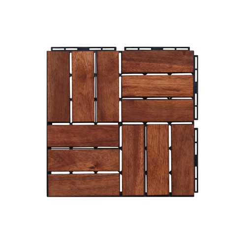 Acacia Wood Interlocking Deck Tiles Checker Pattern, 30 PCS 12" x 12" Square Acacia Hardwood Outdoor Flooring for Patio, Bancony, Pool Side,...、、eastwooduniform