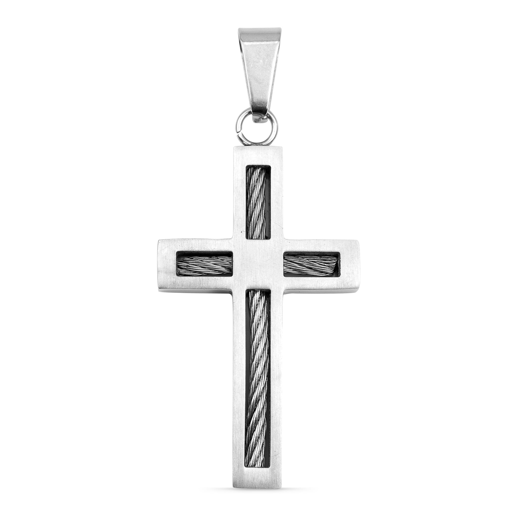 Stainless Steel Textured Rope Cross Pendant / PDJ0012、mySite、dreamappss