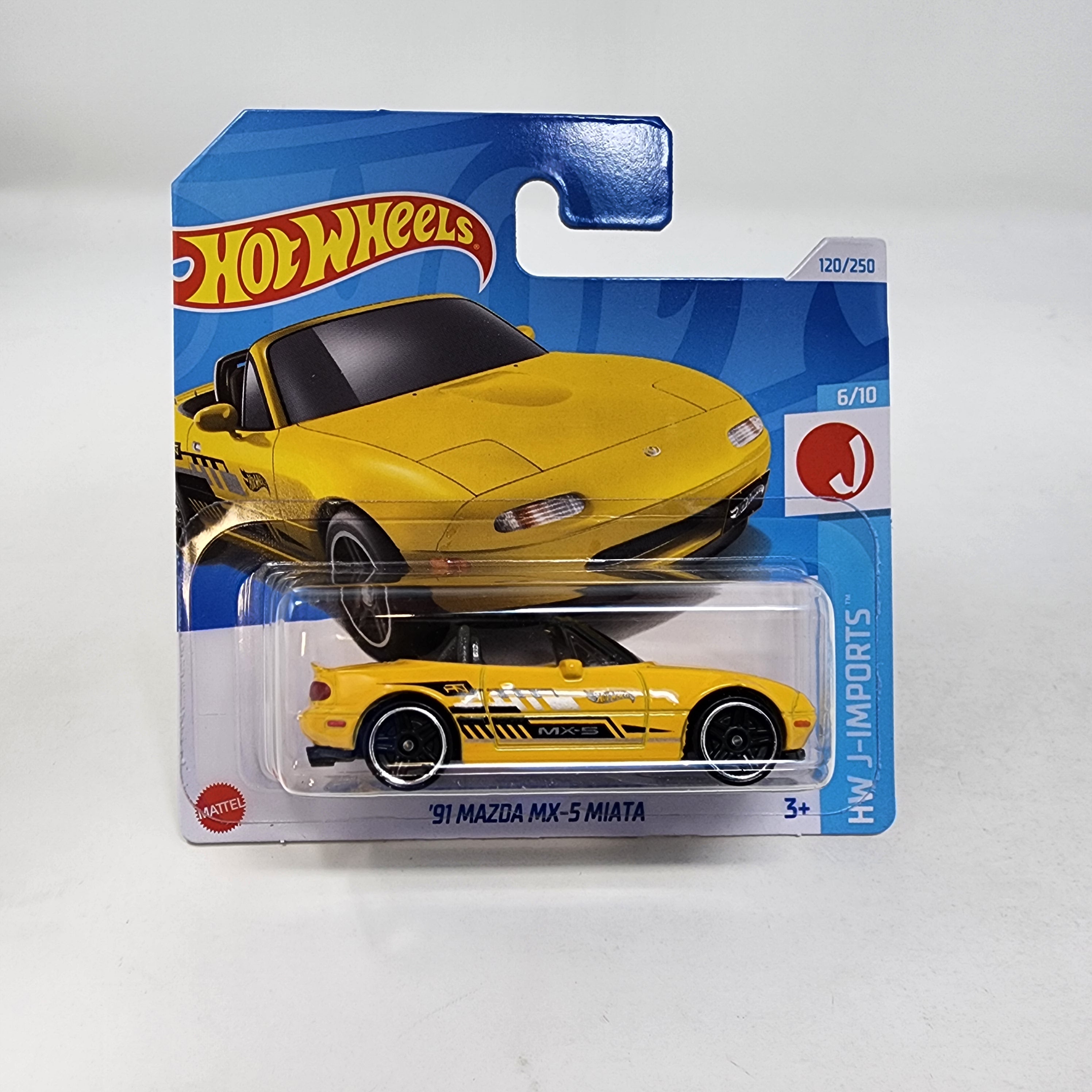 Short Card * '91 Mazda MX-5 Miata #120 * Yellow * 2024 Hot Wheels Case Q、mySite、hgirdovlk