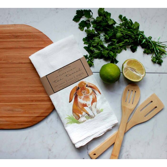 Closeout Farm Animal Watercolor Flour Sack Tea Towels-Rabbits, cows, horse, chicken、mySite、g9winljtr