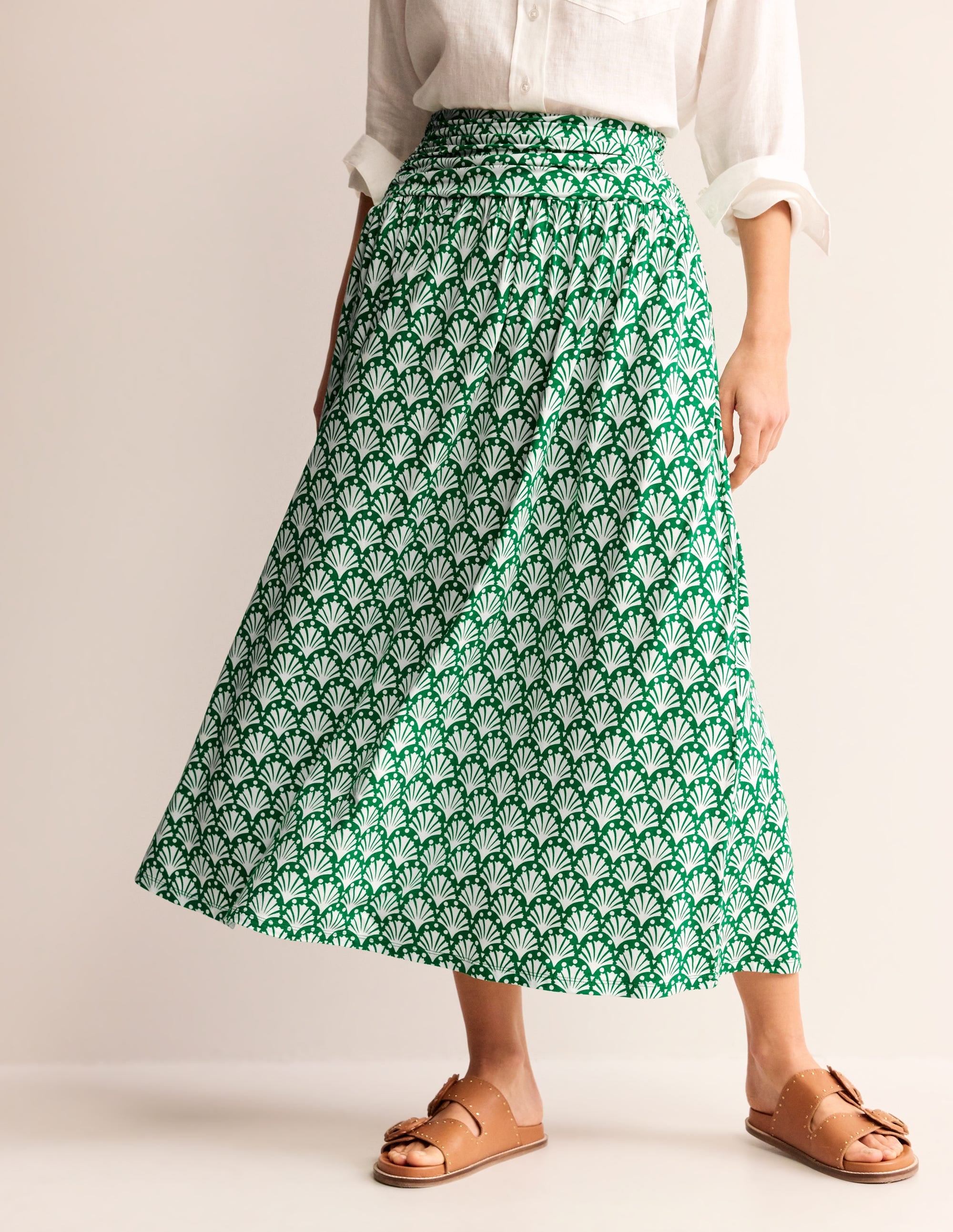  Rosaline Jersey Skirt-Green Tambourine, Shells、mySite、ashleygrahame