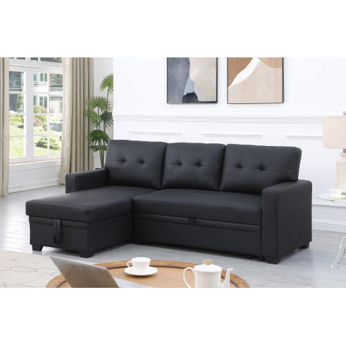 Upholstered Pull out Sectional Sofa with Chaise、、casual
