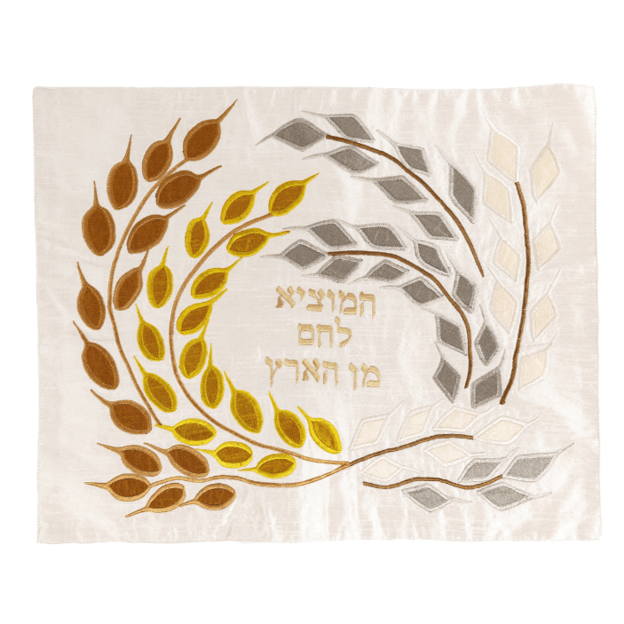 Gold Wheat Raw Silk Appliquéd Challah Cover by Yair Emanuel、mySite、topwebapps