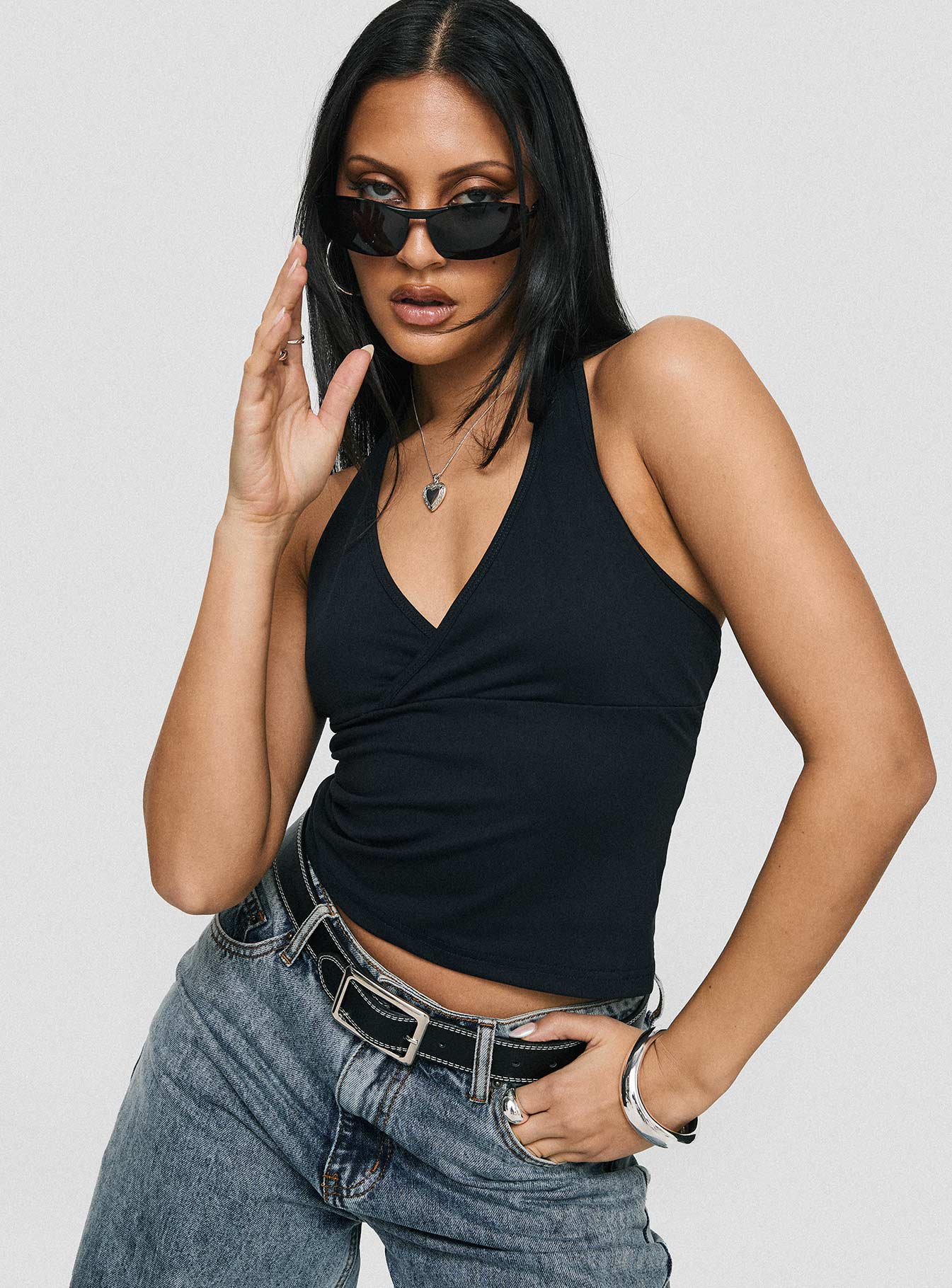 Stand By Halter Top Black、mySite、solidvoid