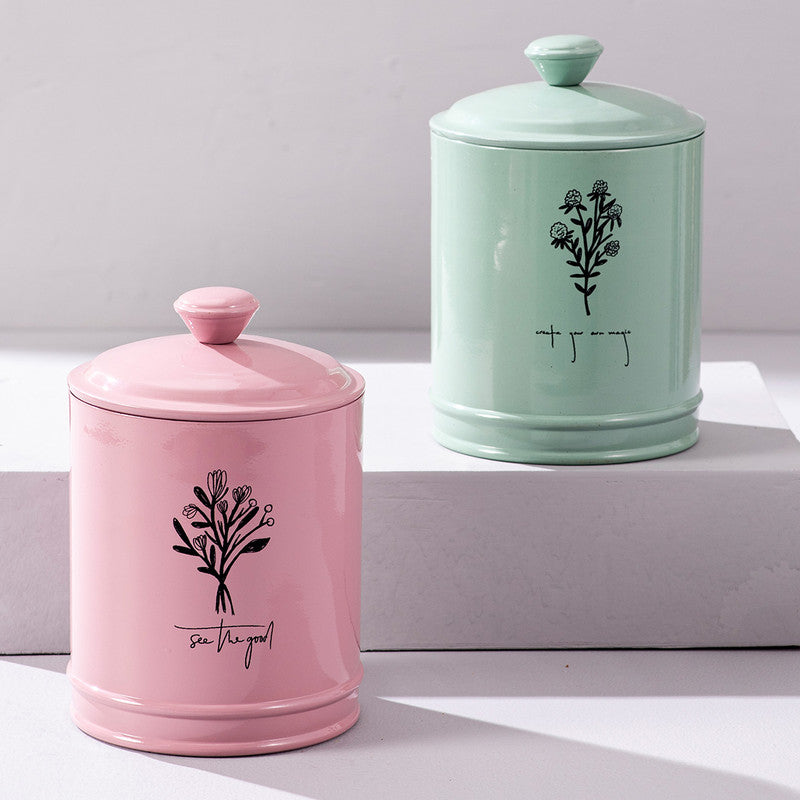 Stainless Steel Floral Jar Canister Set | Green | Set of 2、mySite、camillekostekn