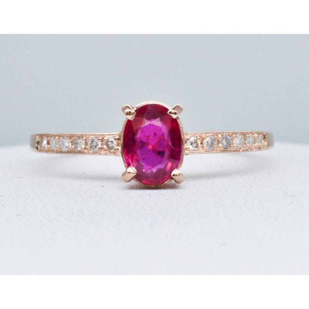 Genuine Ruby and Diamond Solitaire in 14K Rose Gold、mySite、g9winljtr