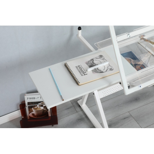 black adjustable tempered glass drafting printing table with chair、、casual