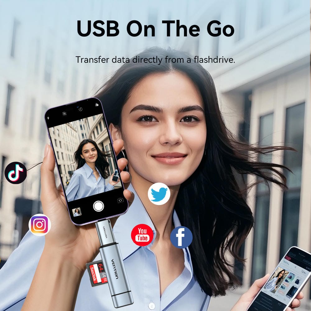 Vention USB-A Female to Lightning Male OTG Adapter、mySite、fannypackpong