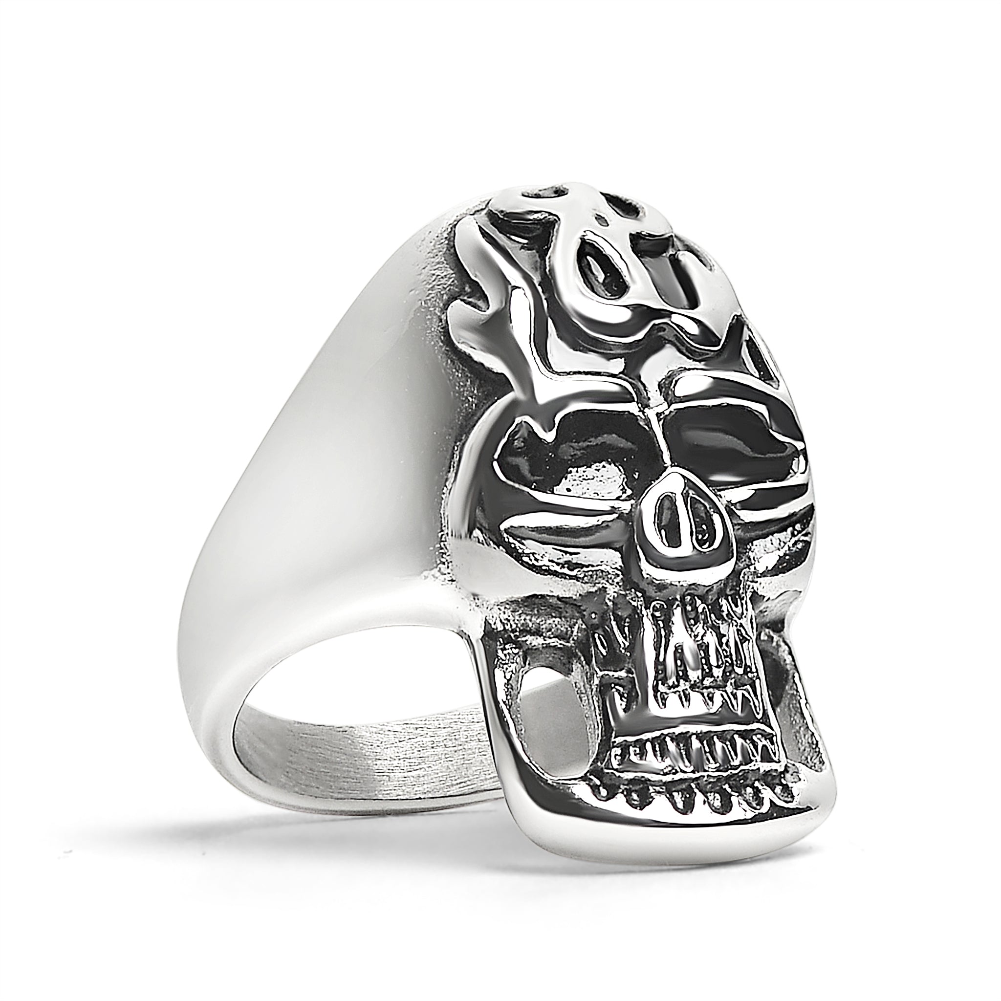 Stainless Steel Polished Flaming Skull Ring / SCR2016、mySite、dreamappss