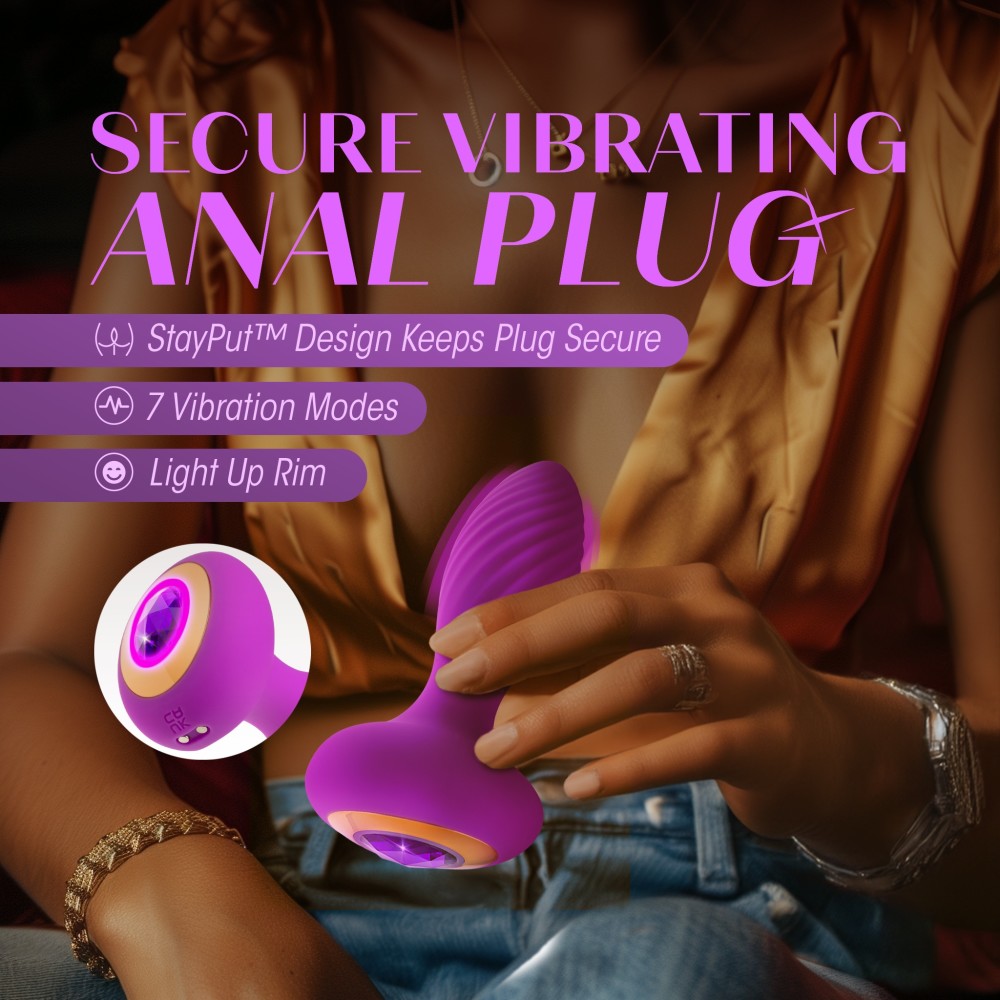 Oh My Gem By Blush® | Charm 4.5 Inch Vibrating Anal Plug Massager With Stayput™ Design & Amethyst Gem Base – In Purple、mySite、bottomscart