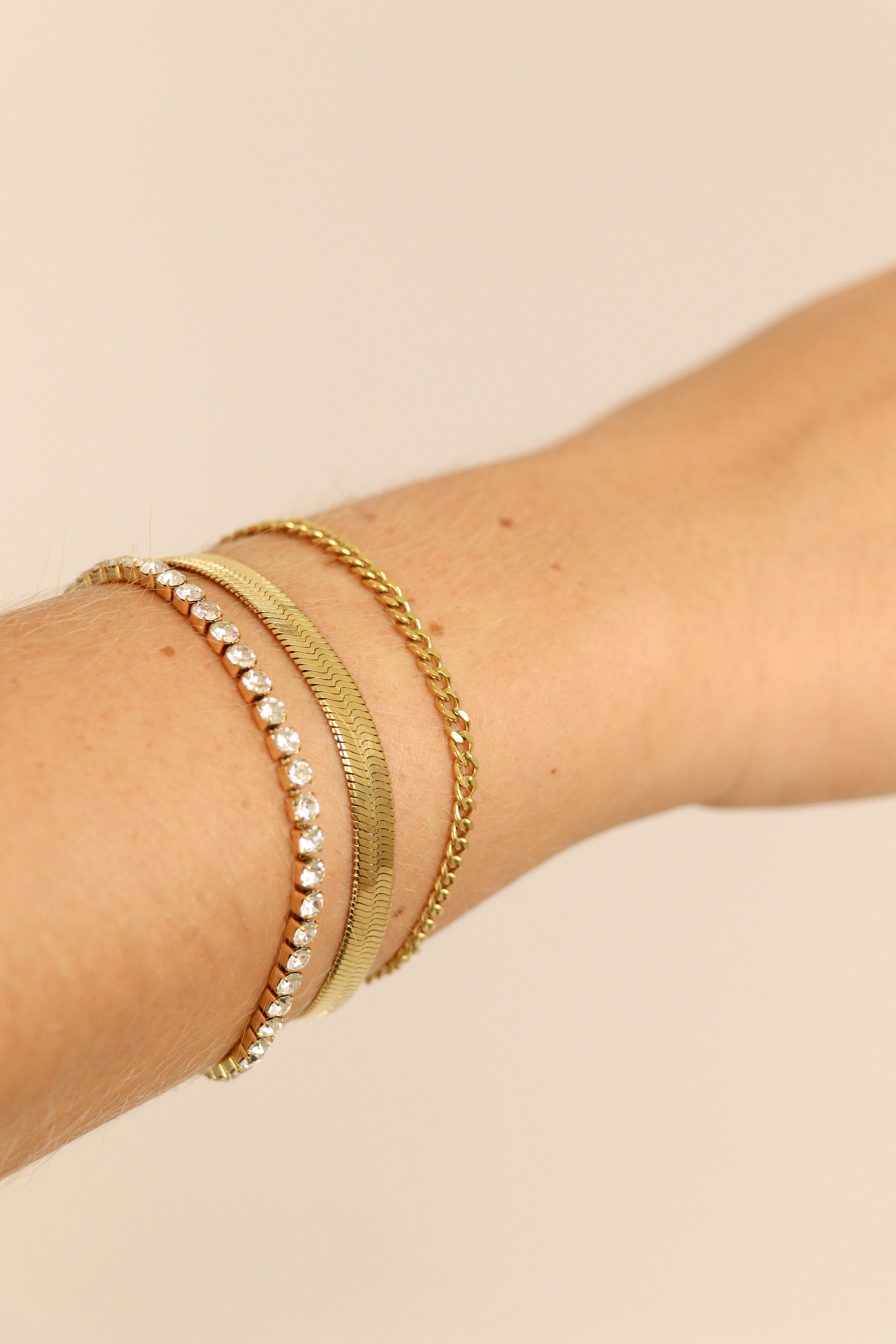 18K Gold PVD Stainless Steel Diamond Cut Curb Chain Bracelet / BRJ9098、mySite、dreamappss