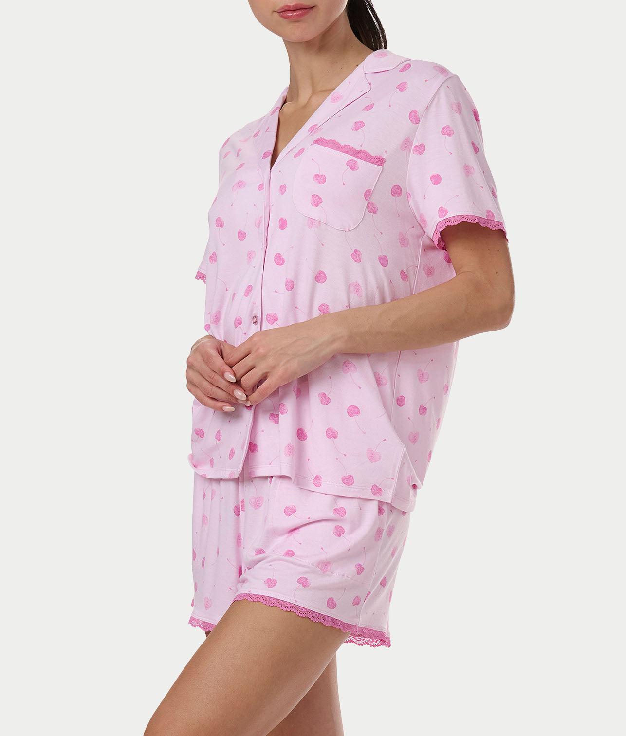 Notch Collar Knit Pajama Shorts Set、mySite、bengalsvssteelers