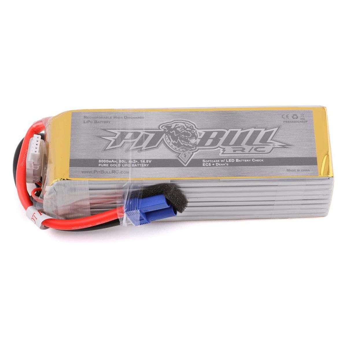  PBTPBB8A80C4S2P, Pit Bull Tires Pure Gold 4S 80C Softcase LiPo Battery (14.8V/8000mAh) w/Battery Life Indicator & EC5 Connector、mySite、merchandisen