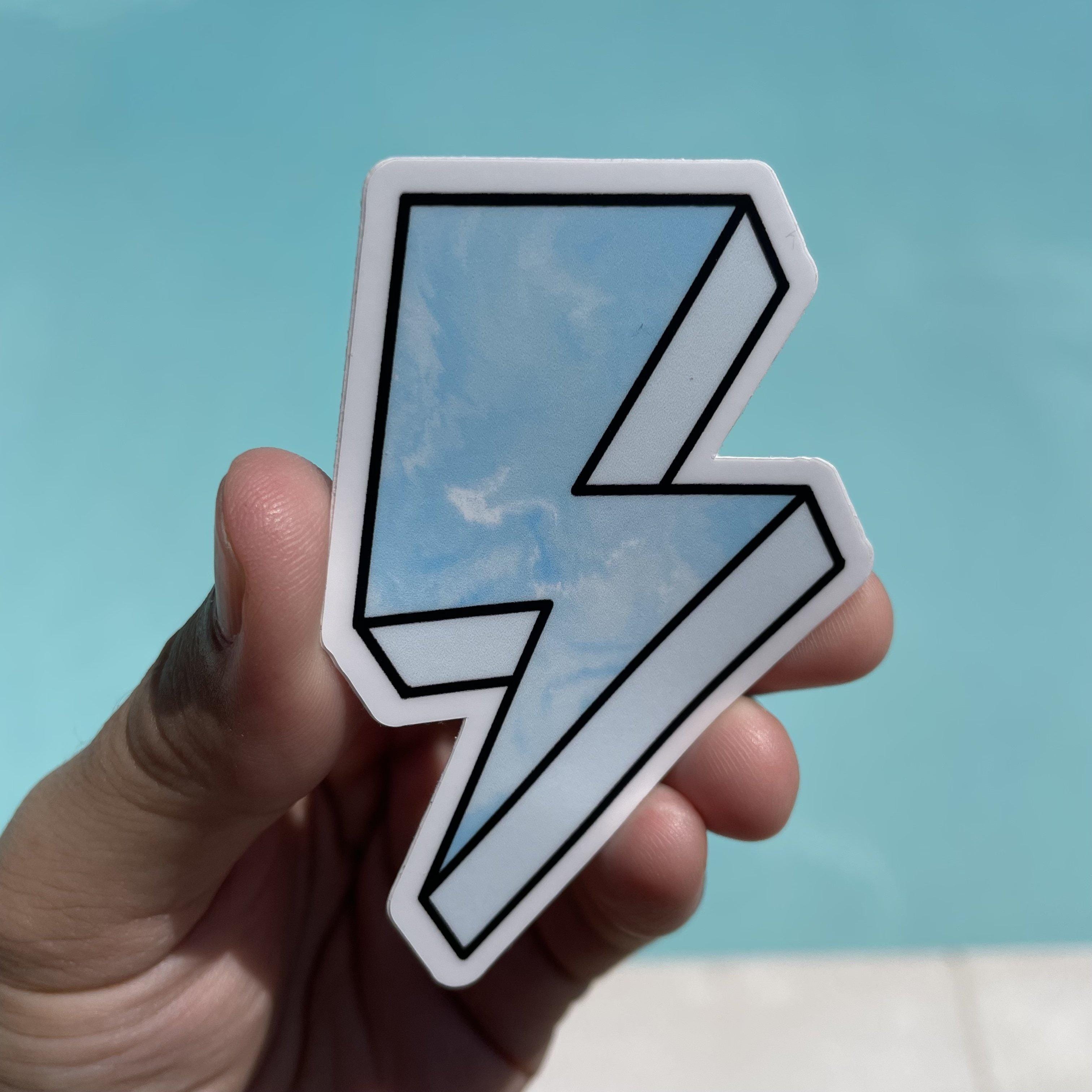 Blue Tie Dye Lightning Bolt Aesthetic Sticker、mySite、elrpsem3k