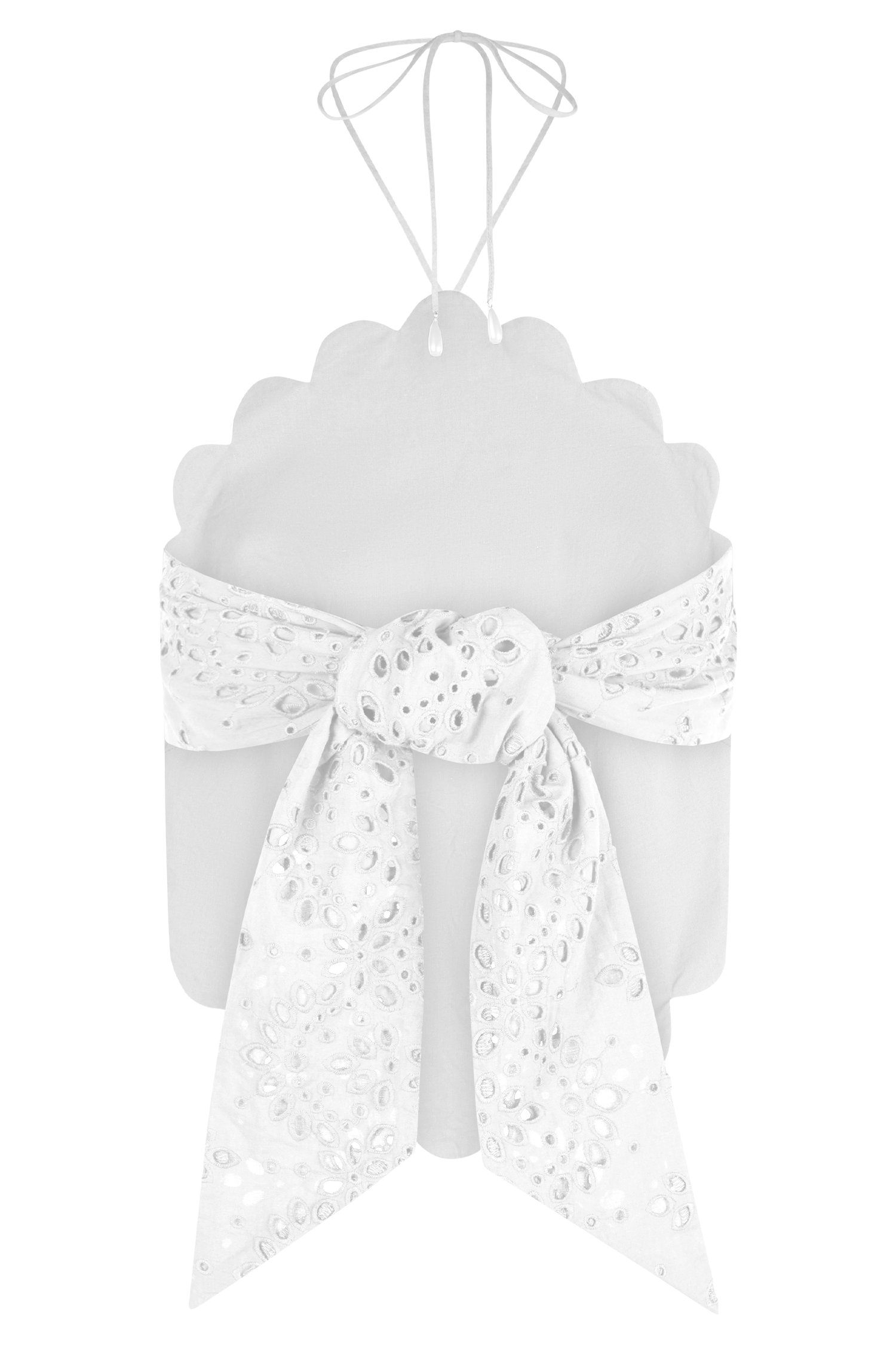 Kensley Broderie Halter Top - White、mySite、solidvoid