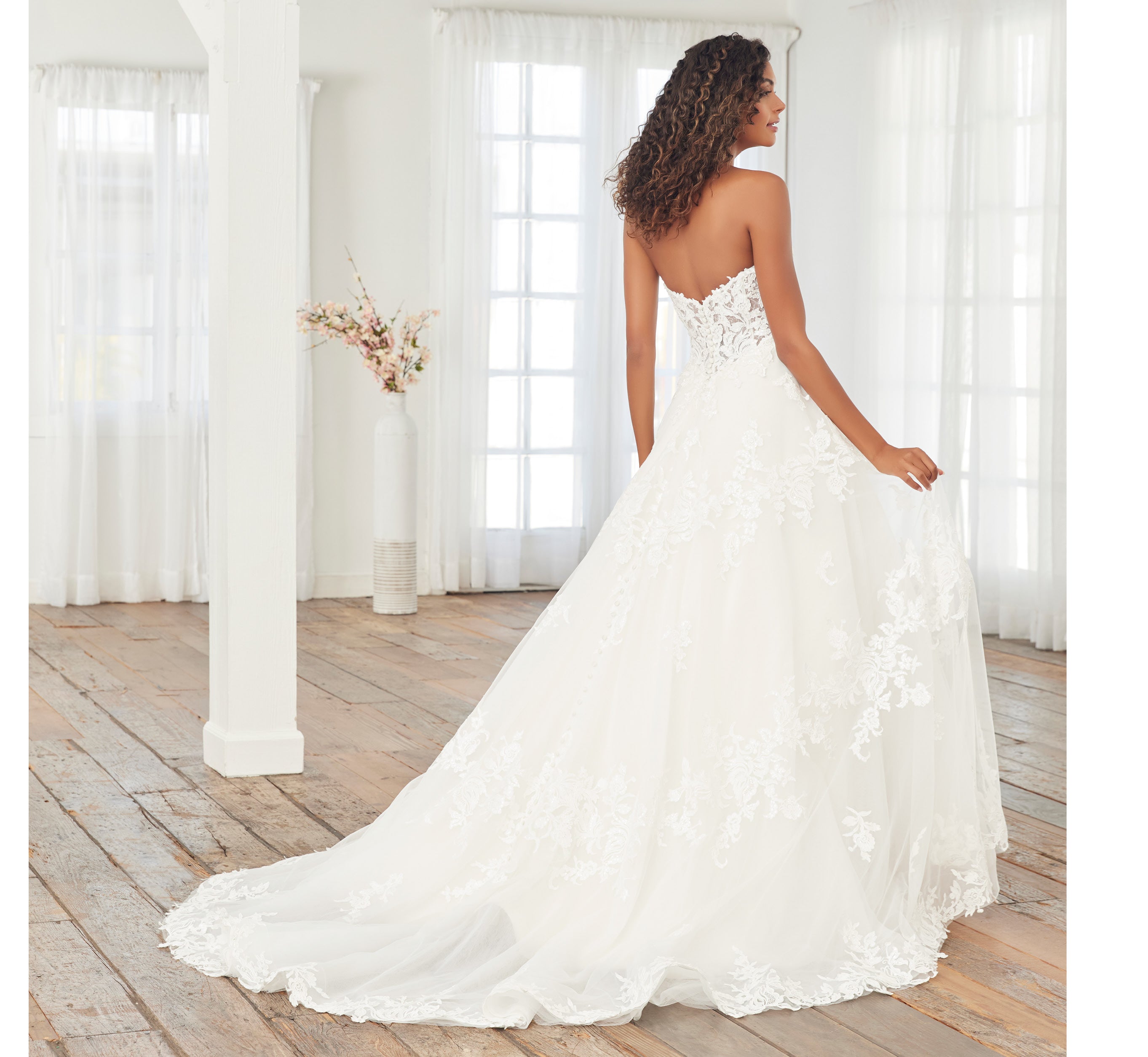 Lace Off-The-Shoulder A-Line Gown With Detachable Sleeves In Ivory Ivory Nude、mySite、solidvoid