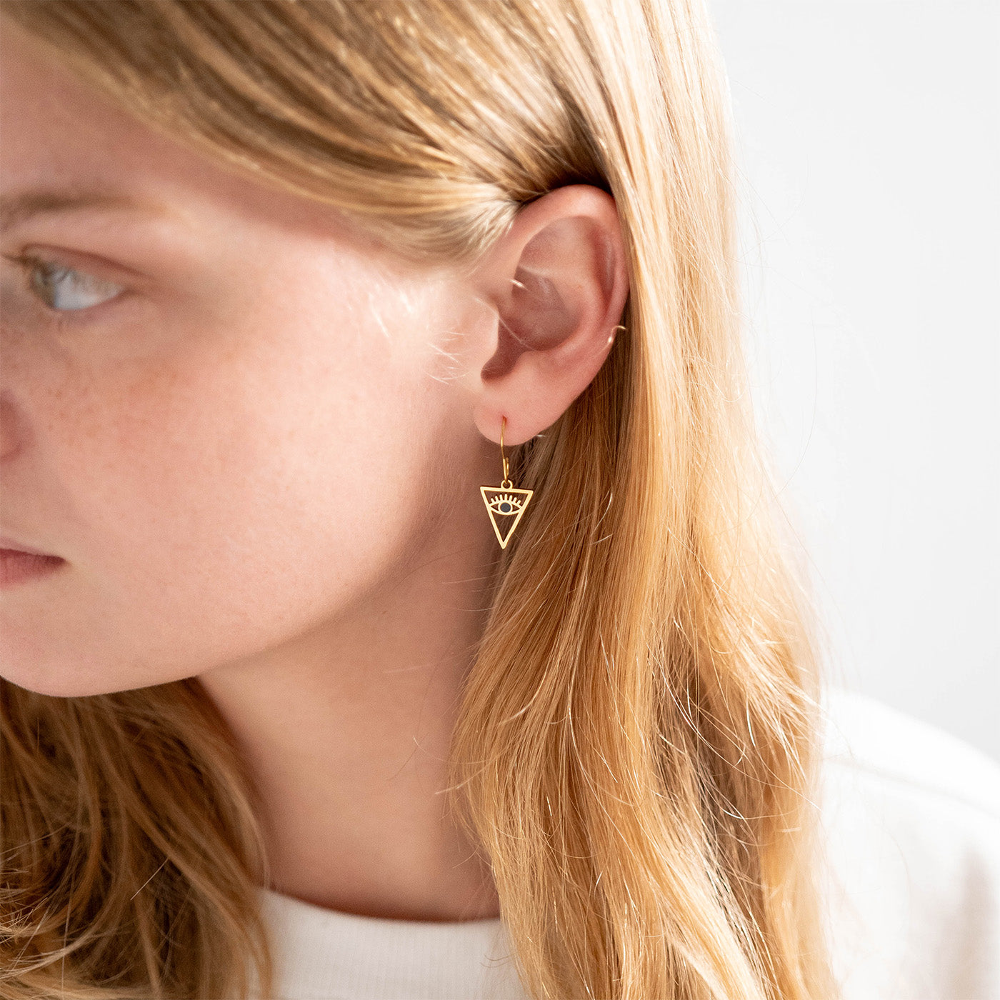 18K Gold PVD Stainless Steel Triangle Evil Eye Charm / PDL0027、mySite、dreamappss