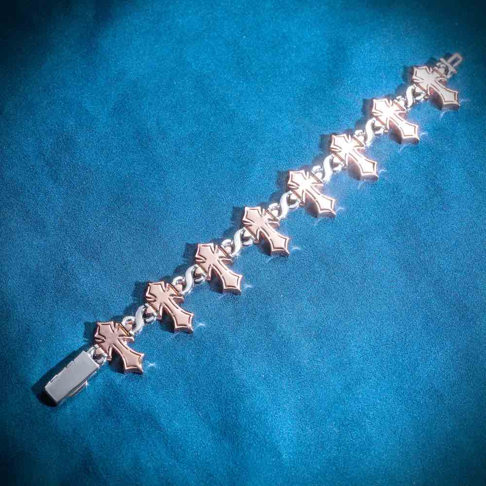16MM Iced Out Cross Bracelet 14K Gold、mySite、hinf8tx79