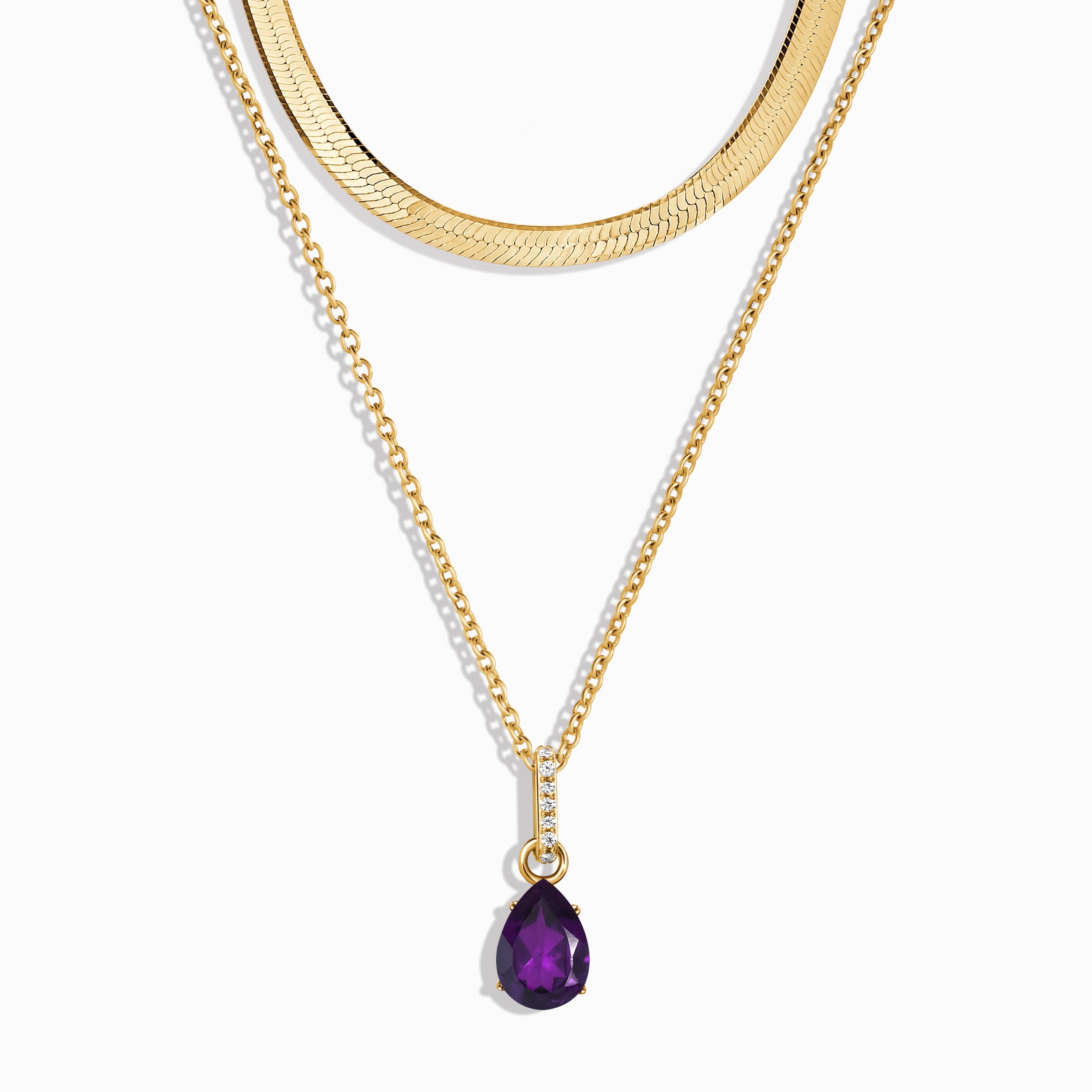 Amethyst Birthstone Sway Necklace & Herringbone Chain、mySite、hinf8tx79