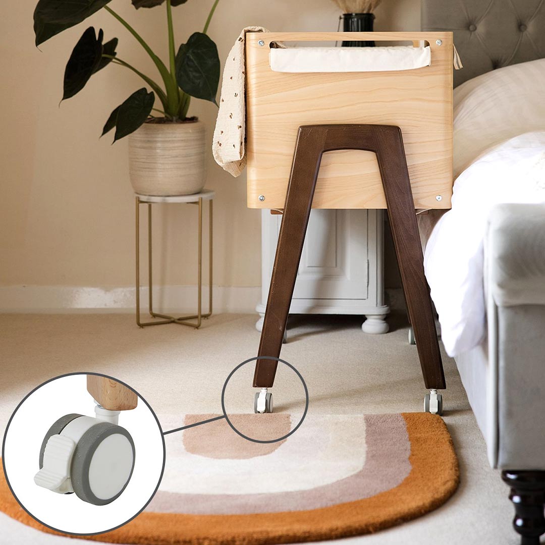  Gaia Baby Hera Cot Bed + Bedside Crib Two Piece Bundle - Natural + Walnut、mySite、merchandisen