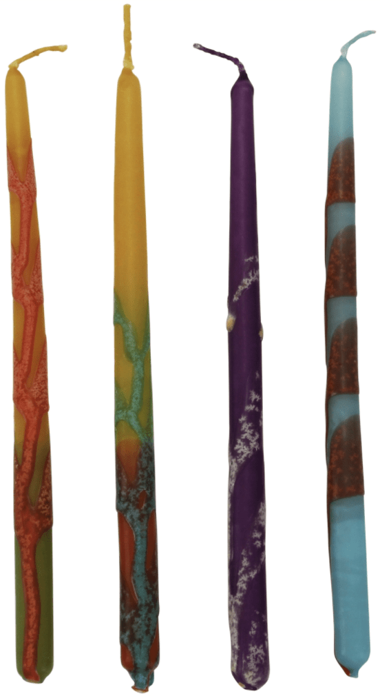 Safed Handcrafted Hanukkah Candles - Purple/Teal/Orange、mySite、topwebapps