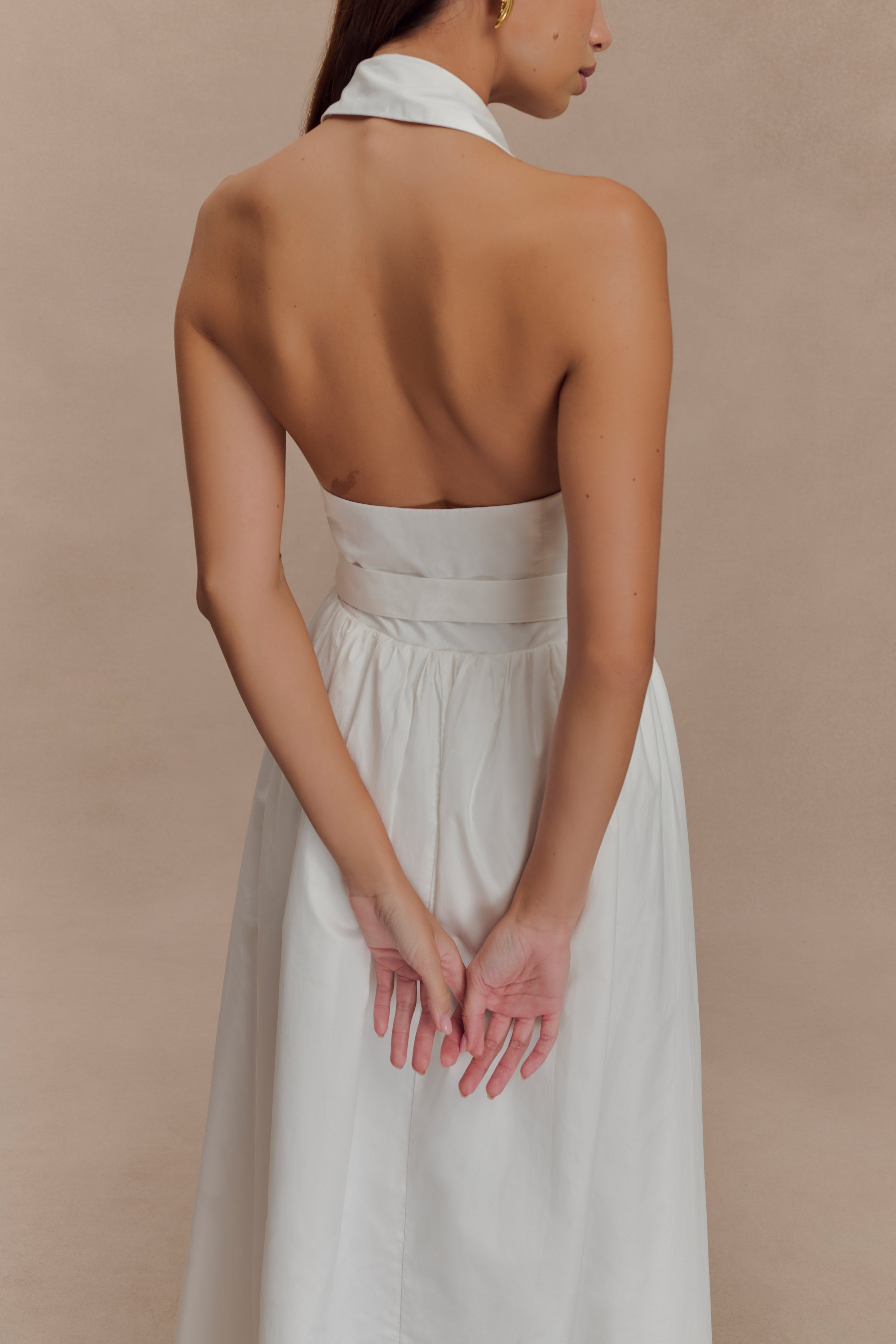 Cindy Collared Midi Dress - White、mySite、solidvoid