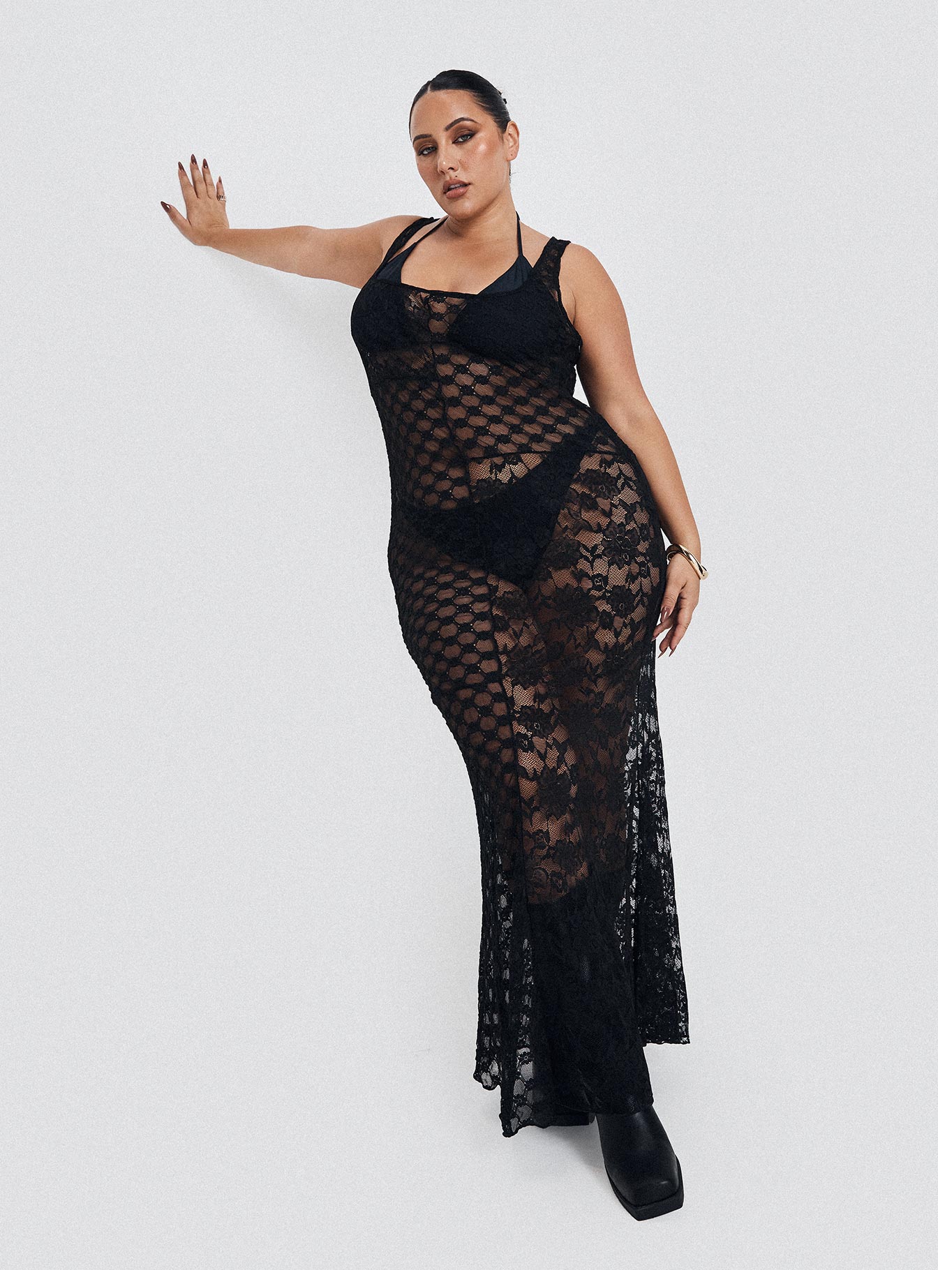 Zhara Lace Dress Black Curve、mySite、solidvoid