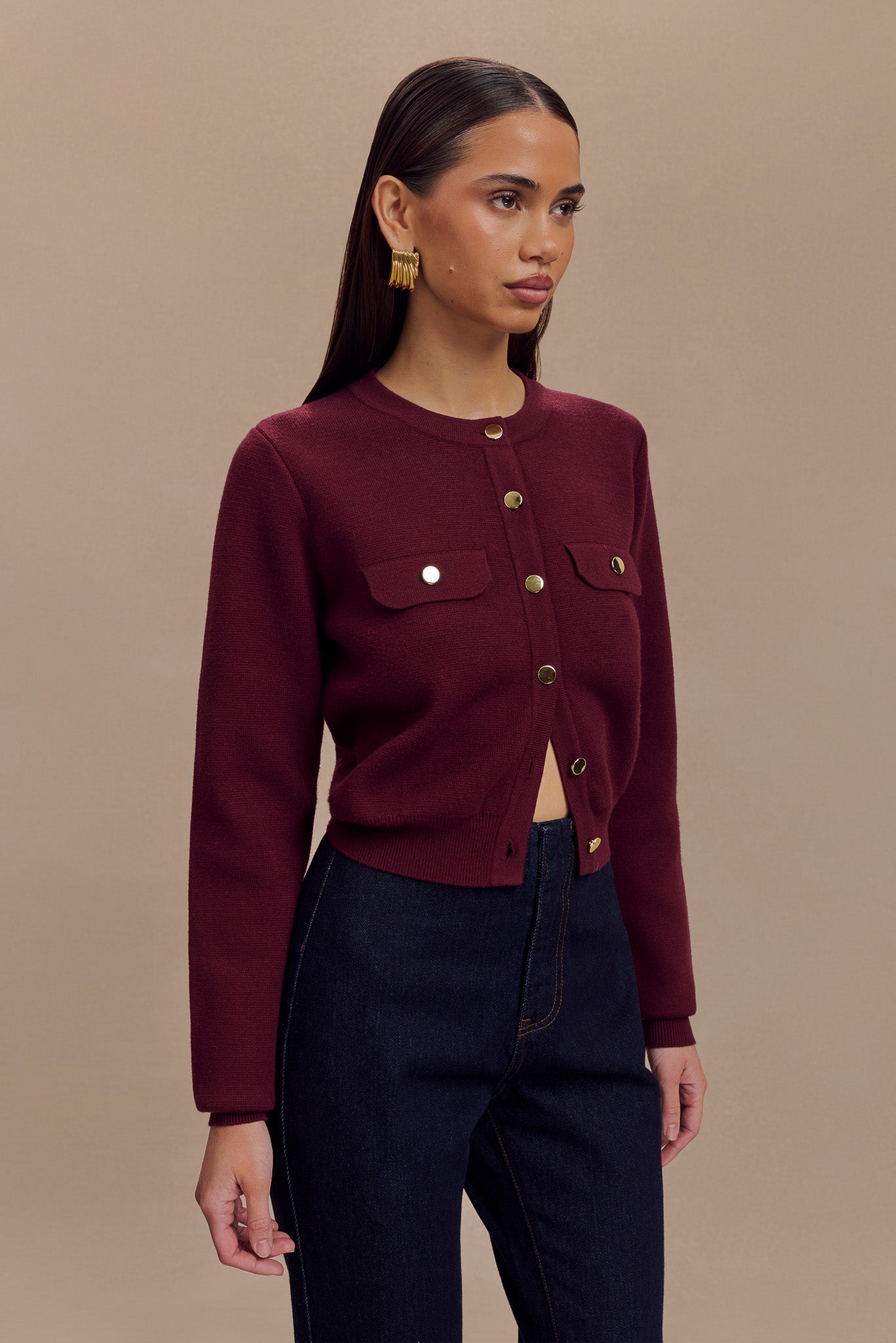 Tabitha Knit Cardigan - Merlot、mySite、solidvoid