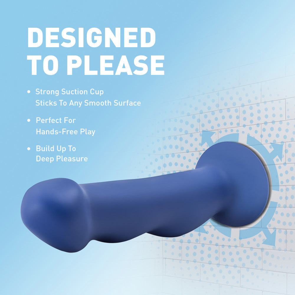 Avant By Blush® | Suko Indigo D12: Artisan 8 Inch Curved G-Spot Dildo with Suction Cup Base - Elegantly Made with Smooth Ultrasilk® Purio™ Silicone、mySite、bottomscart