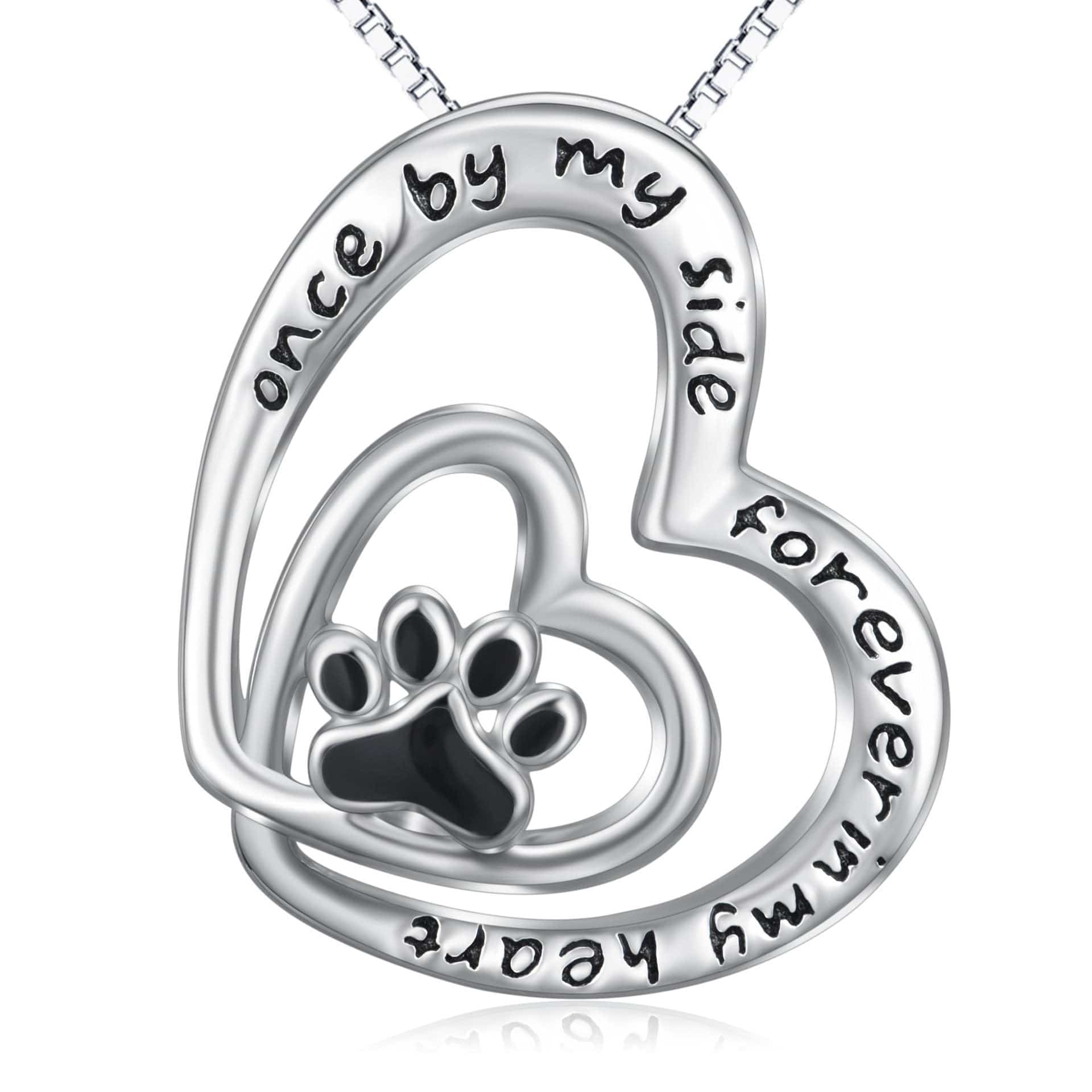 Double Paw Memorial Sterling Silver Necklace - Pet Jewelry for Pet Lovers、mySite、g9winljtr