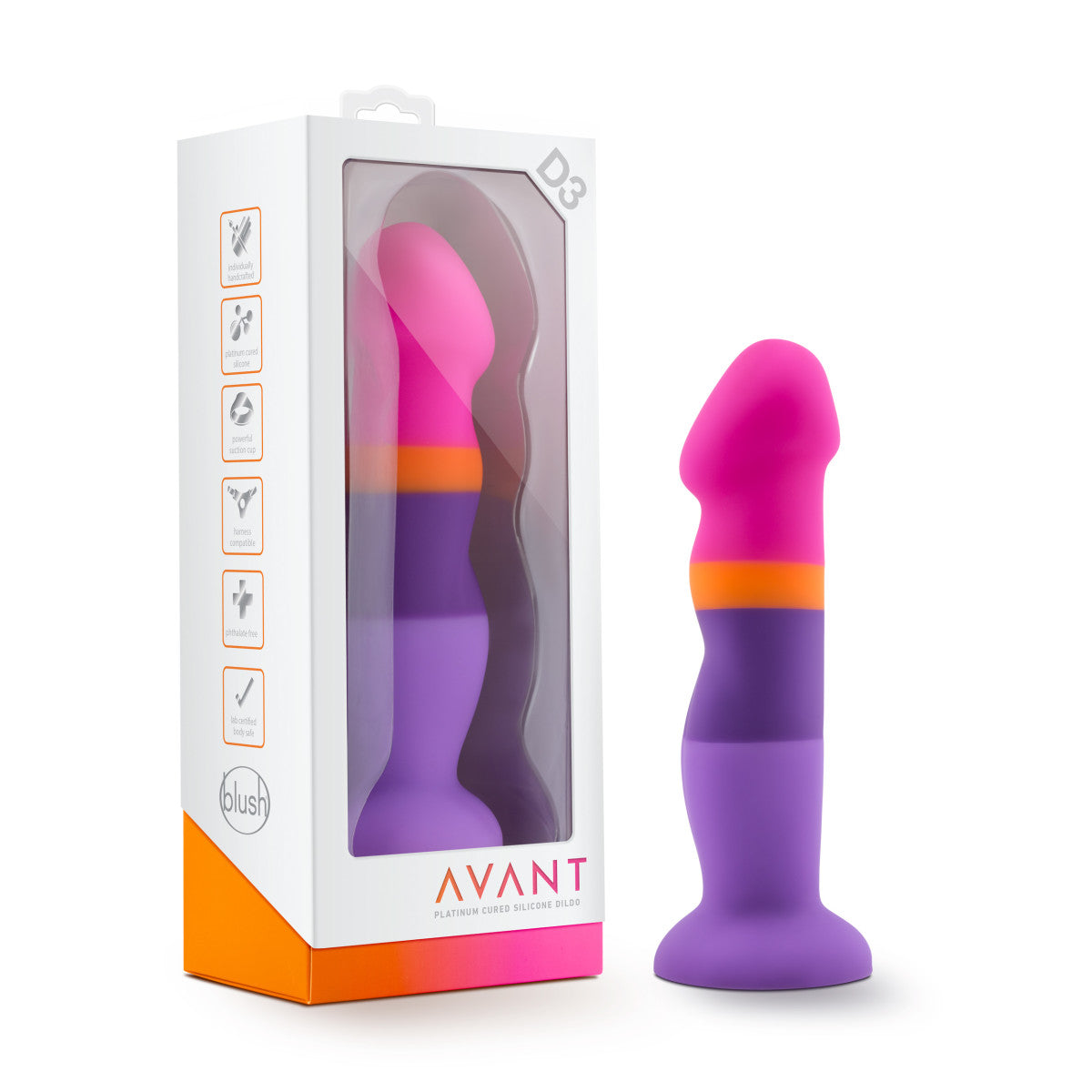 Avant By Blush® | Summer Fling D3: Artisan 8 Inch Curved G-Spot Dildo with Suction Cup Base - Elegantly Made with Smooth Ultrasilk® Purio™ Silicone、mySite、bottomscart