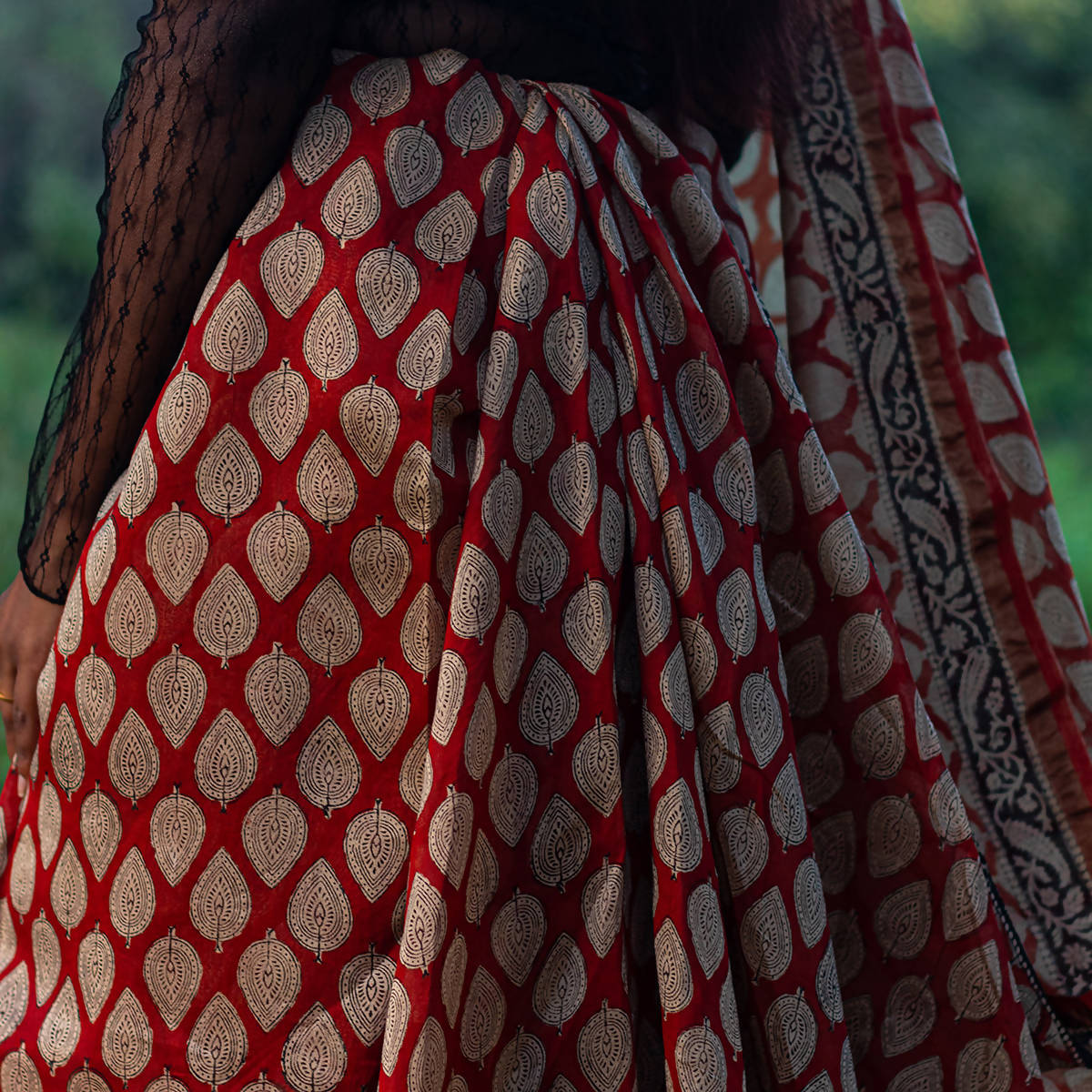 Handblock Saree | Chanderi Saree | Red、mySite、camillekostekn