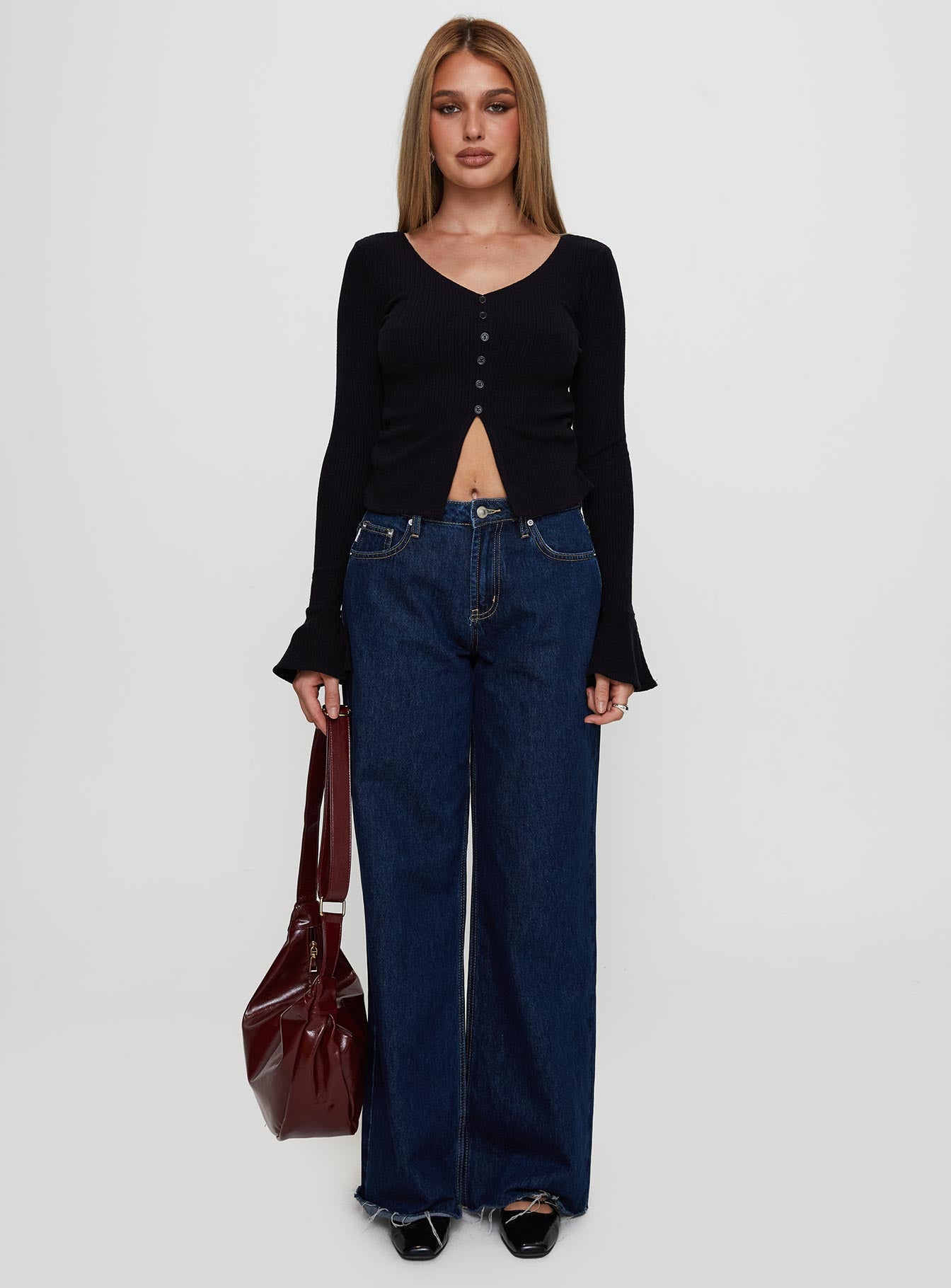 Take My Time Long Sleeve Top Black、mySite、solidvoid