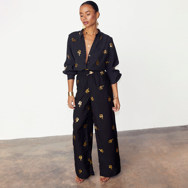 Black Gold Snake Elissa Trousers、mySite、solidvoid