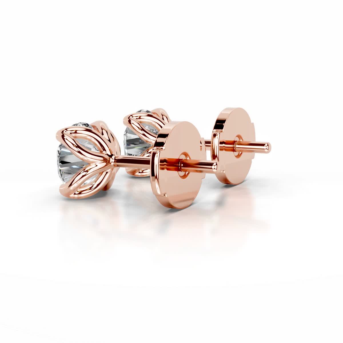 Doris Diamond Stud Earrings (4 Carat) -14K Rose Gold、mySite、hinf8tx79