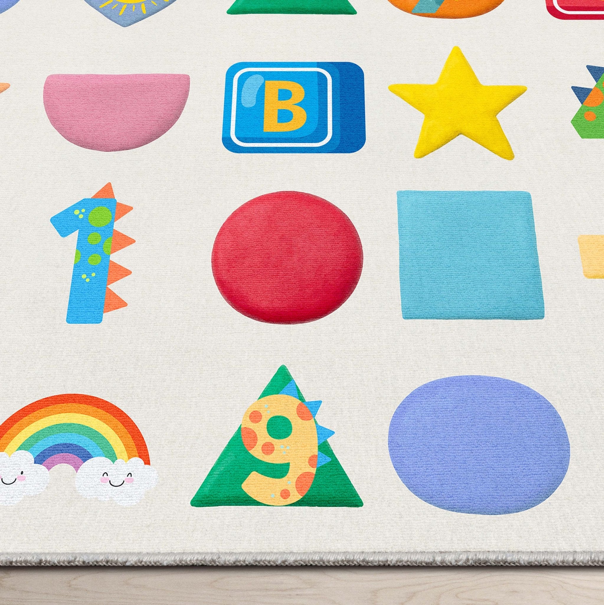 Crayola Modern Educational Numbers & Shapes Area Rug By Well Woven、mySite、gigharbornorthrealestate
