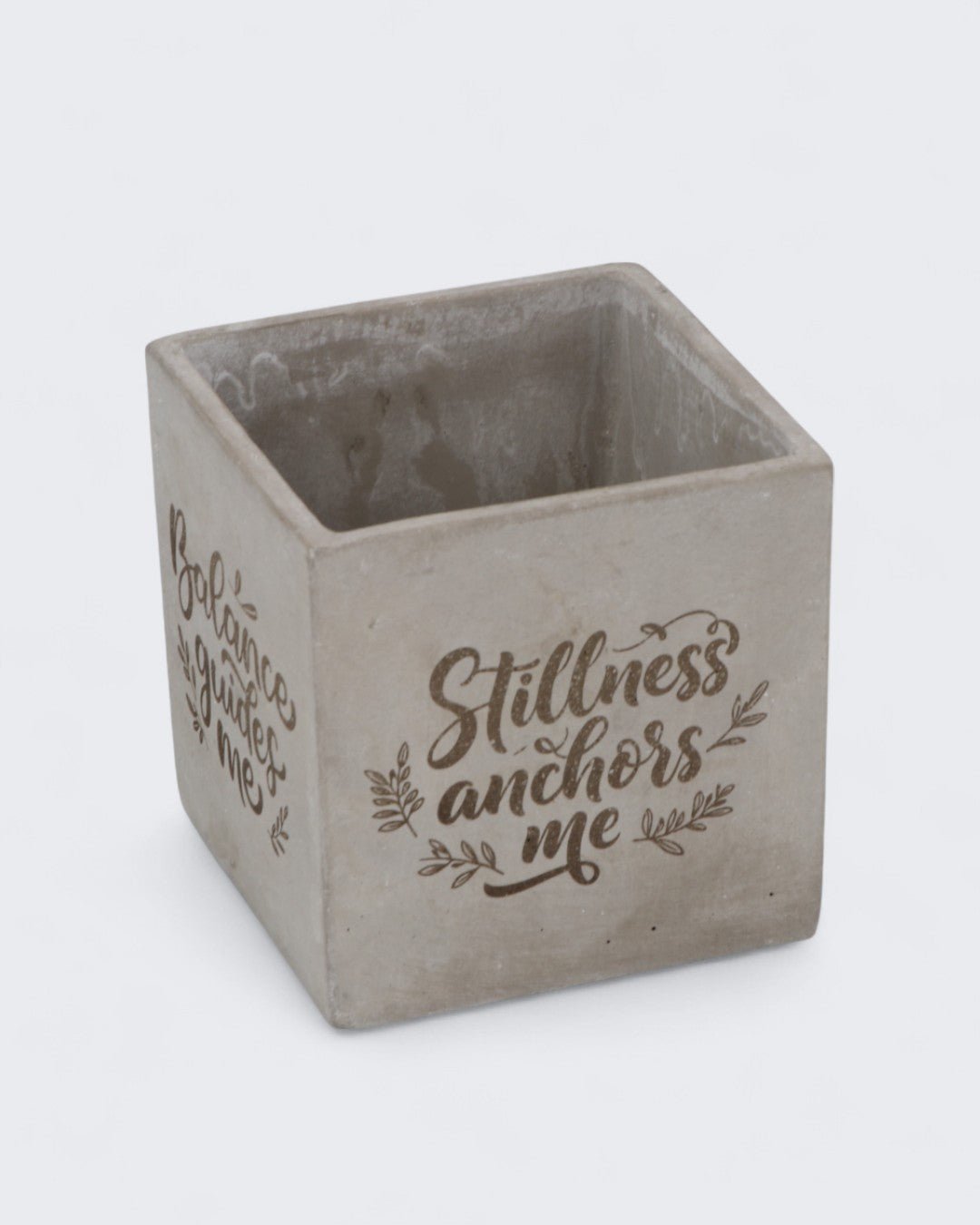 Inspirational Cast Stone Planter – 4-Sided Engraved “Stillness Anchors Me” Cement Pot、mySite、topwebapps