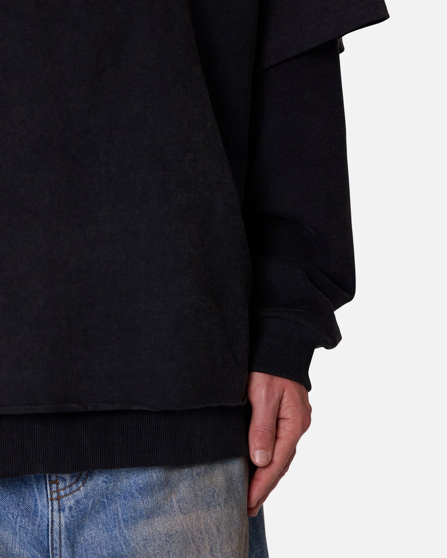 MNML Over Tee Layered Hoodie Washed Black、mySite、zt4zffjzw