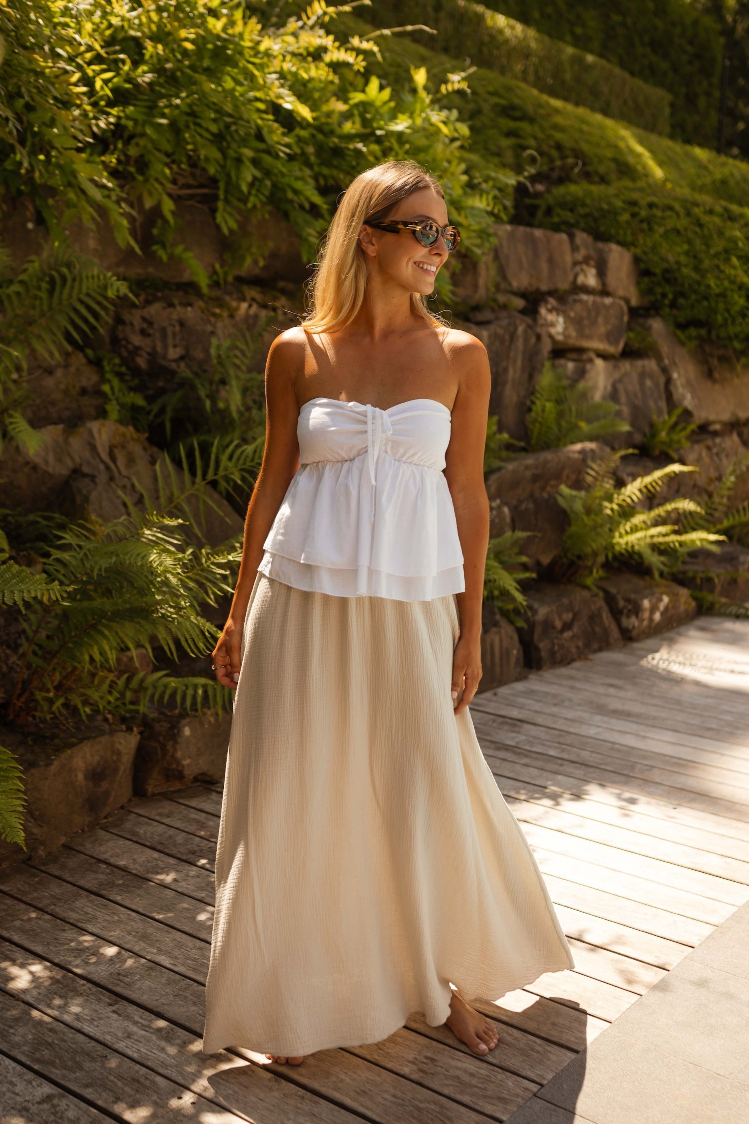 White pleated skirt