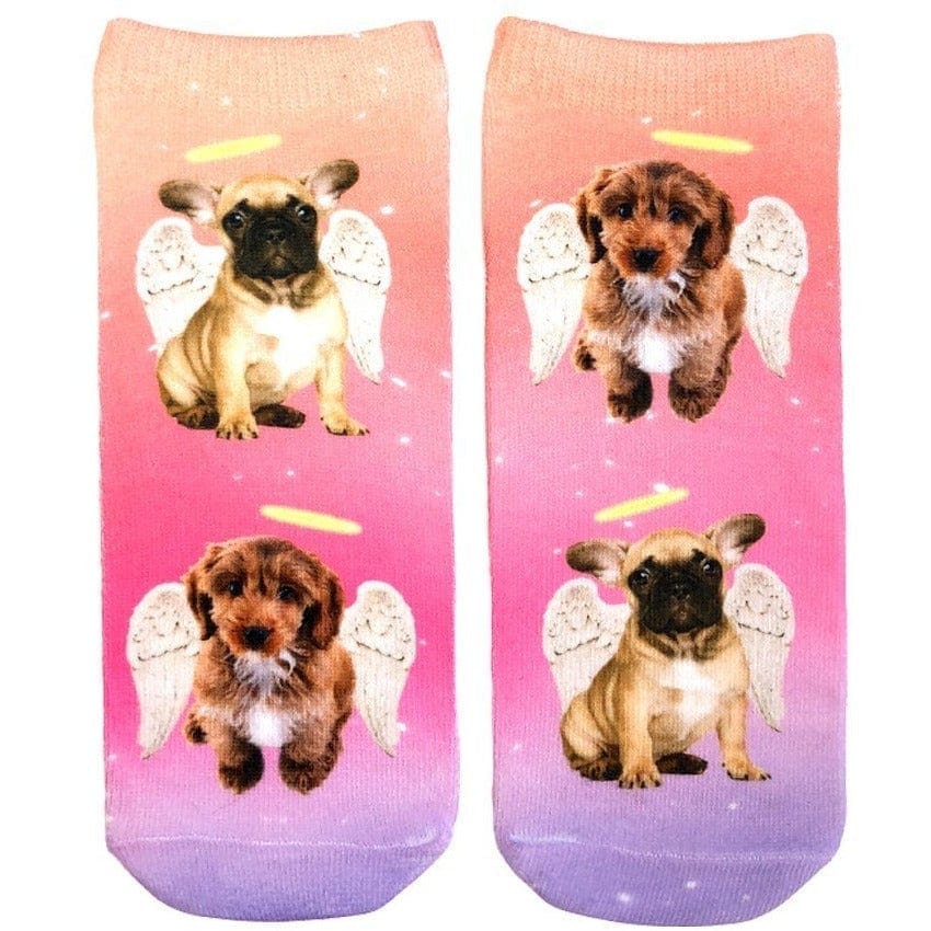 Angel Puppies All Over Puppy Picture Women's Ankle Socks *、mySite、g9winljtr