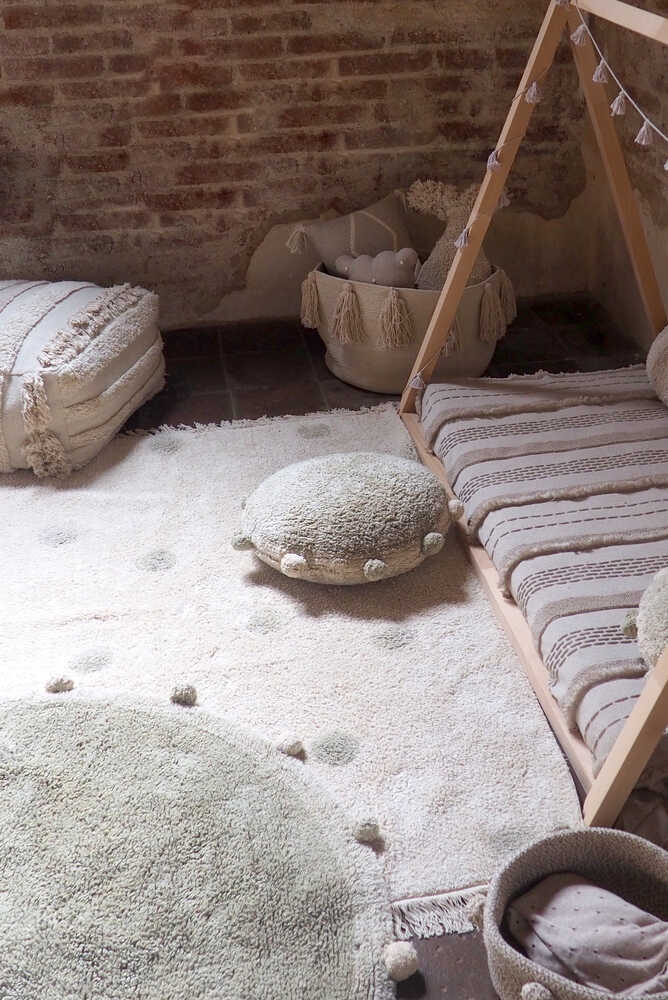 WASHABLE RUG HIPPY DOTS NATURAL - OLIVE、mySite、gigharbornorthrealestate