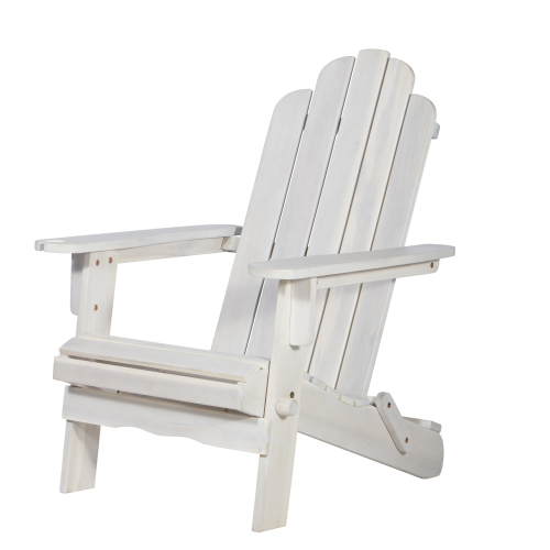 Classic Solid Acacia Wood Adirondack Patio Chair - White Wash、、casual