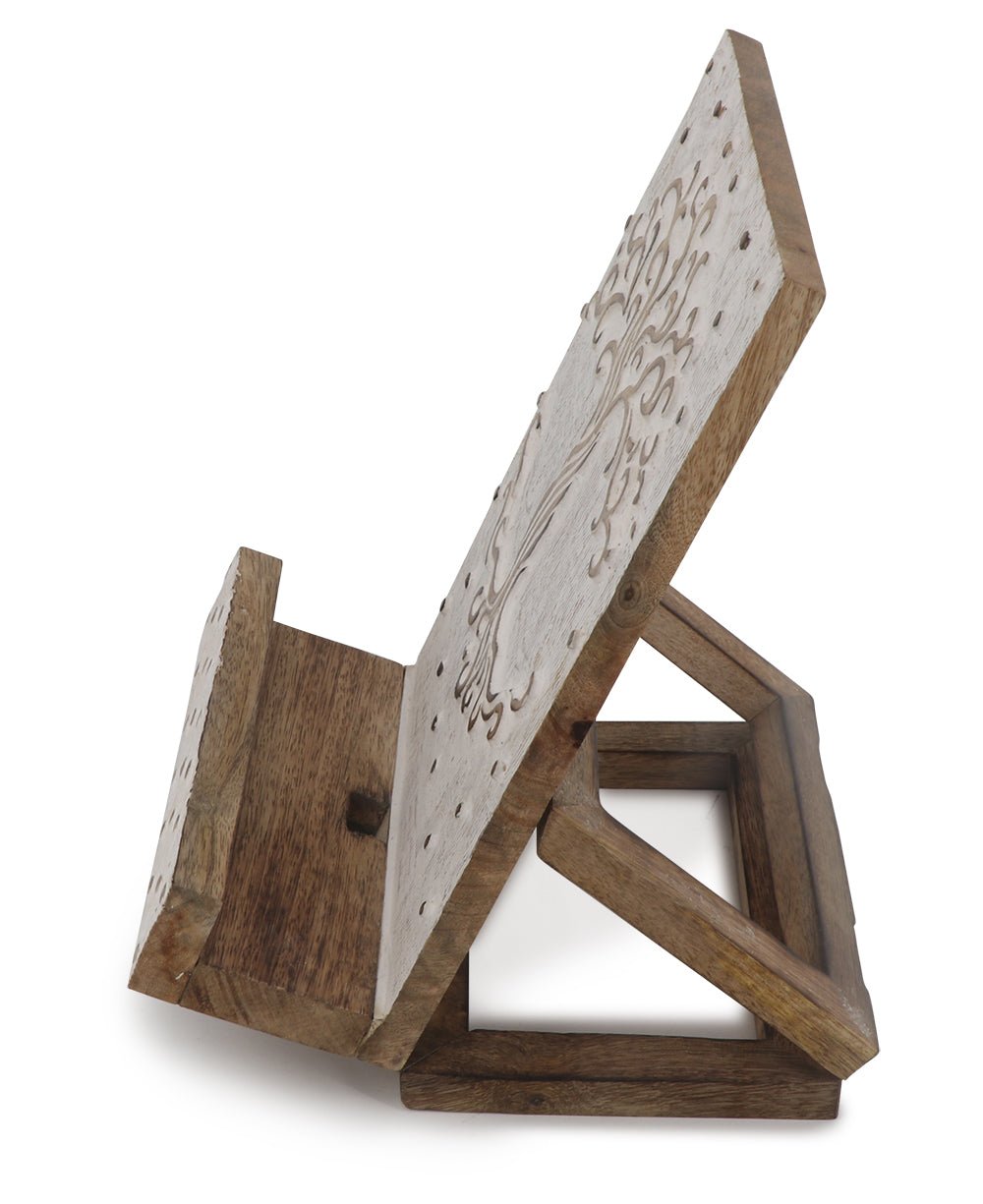 Fair Trade Carved Tree of Life Tablet And Book Stand、mySite、topwebapps