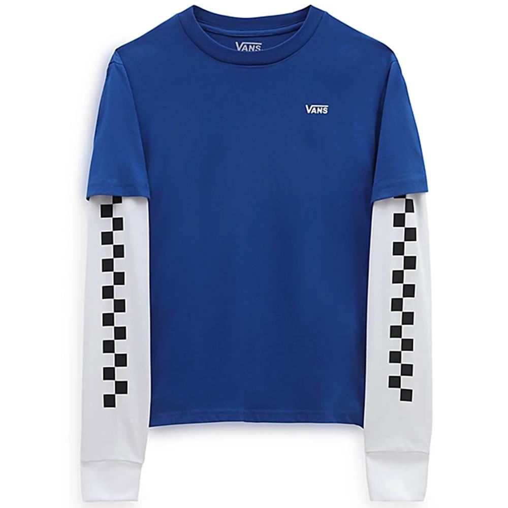  Vans Boys Check Long Sleeve Twofer T-Shirt - Blue/White、mySite、merchandisen