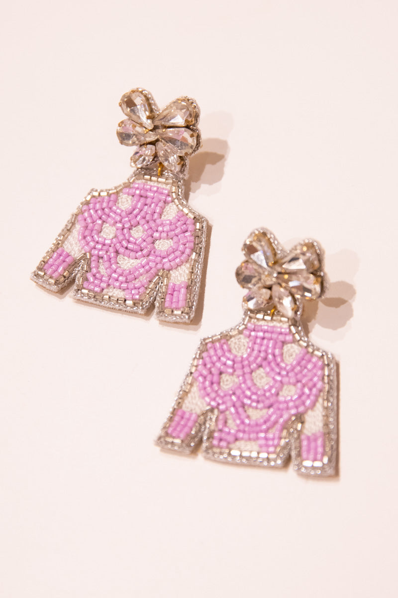 Derby Jockey Silks Earrings - Lavender Polka Dot、mySite、hinf8tx79