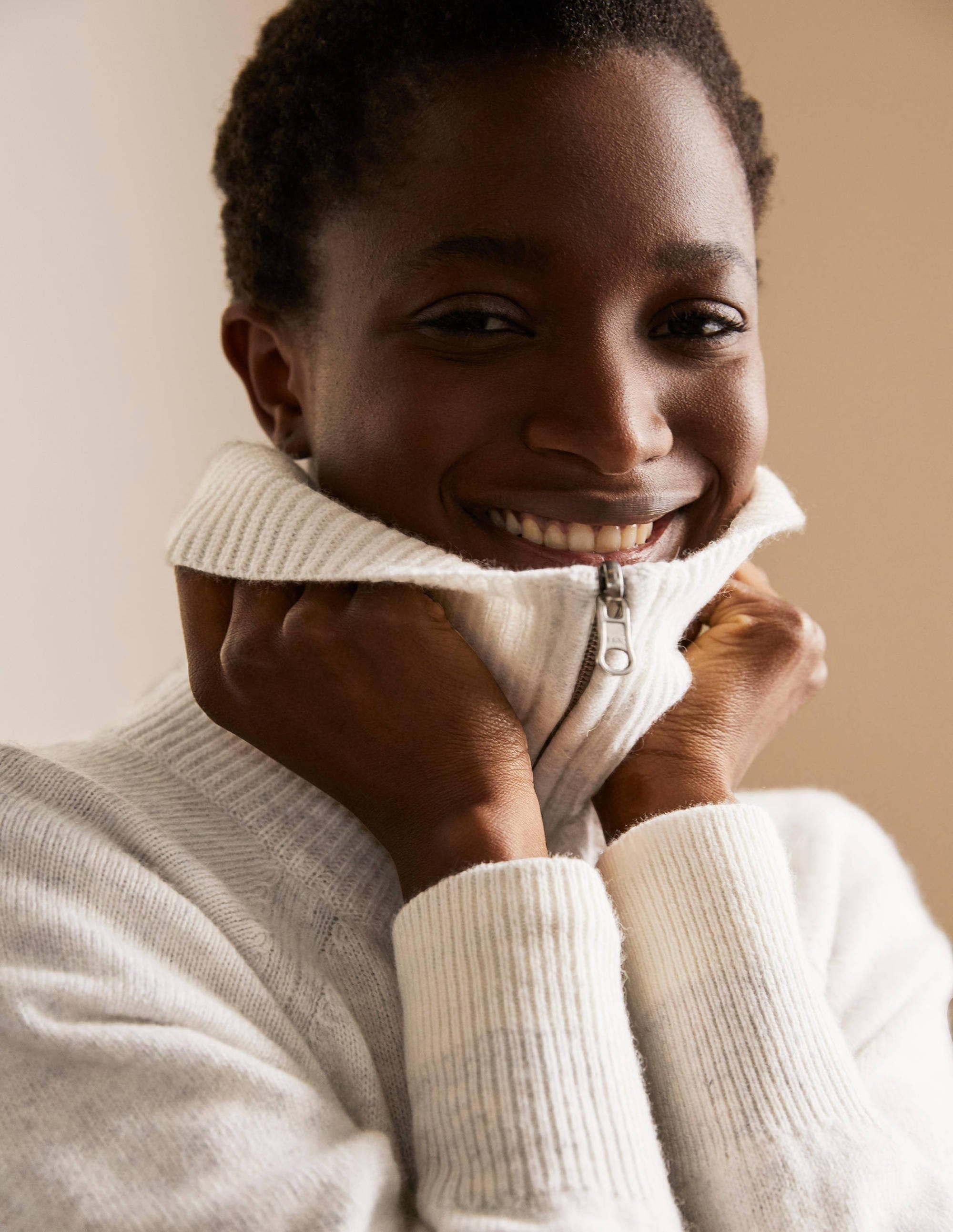  Collared Zip-up Cardigan-Silver Melange、mySite、ashleygrahame