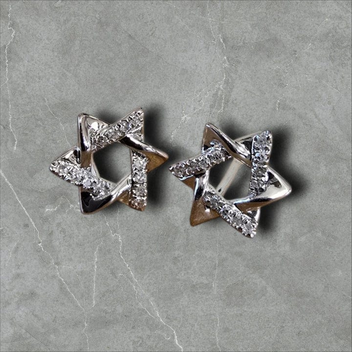 Diamond Star of David Earrings - 14k Yellow or White Gold、mySite、topwebapps