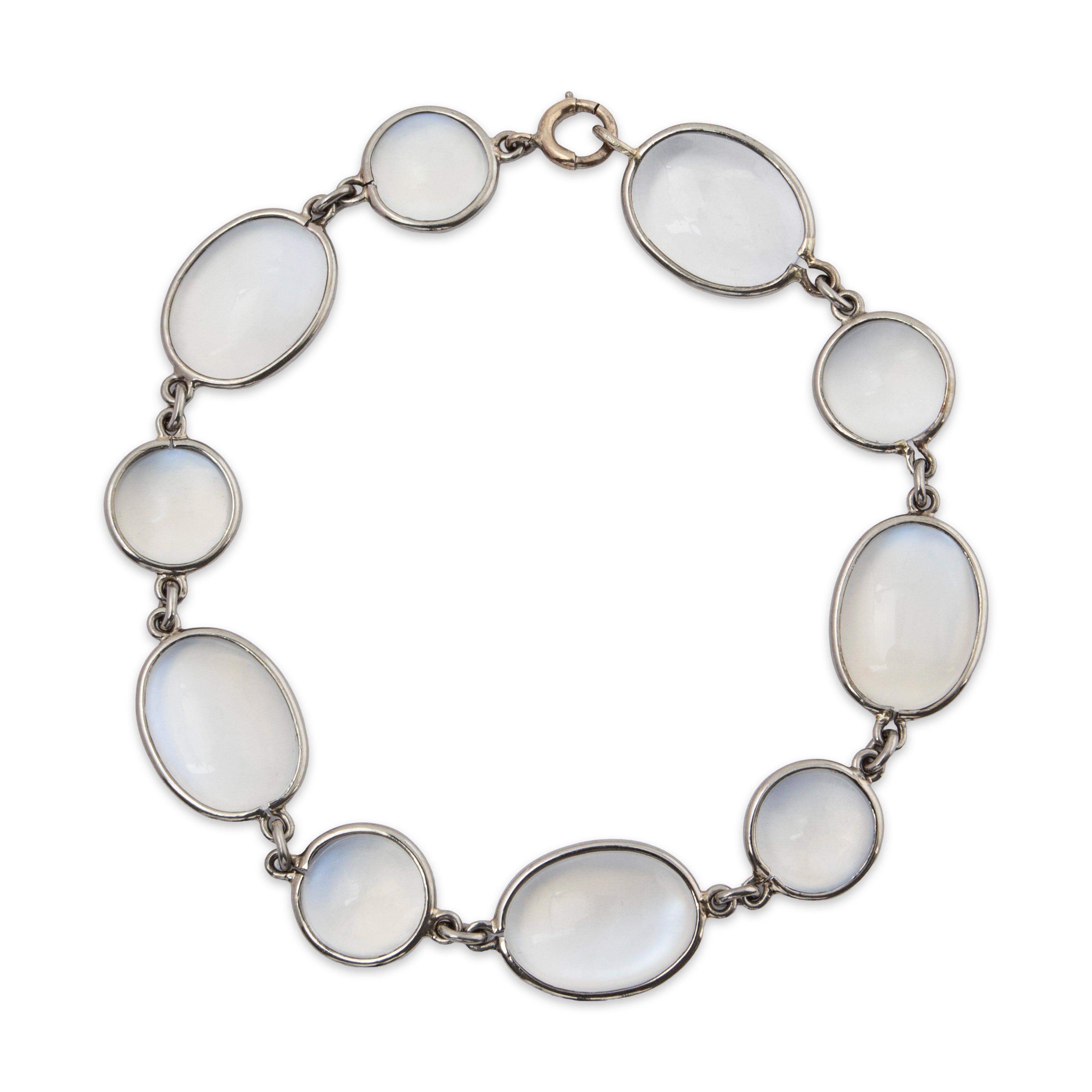 Vintage 14k White Gold 17.15cttw Blue Sheen Moonstone Bracelet 7.5、mySite、hinf8tx79